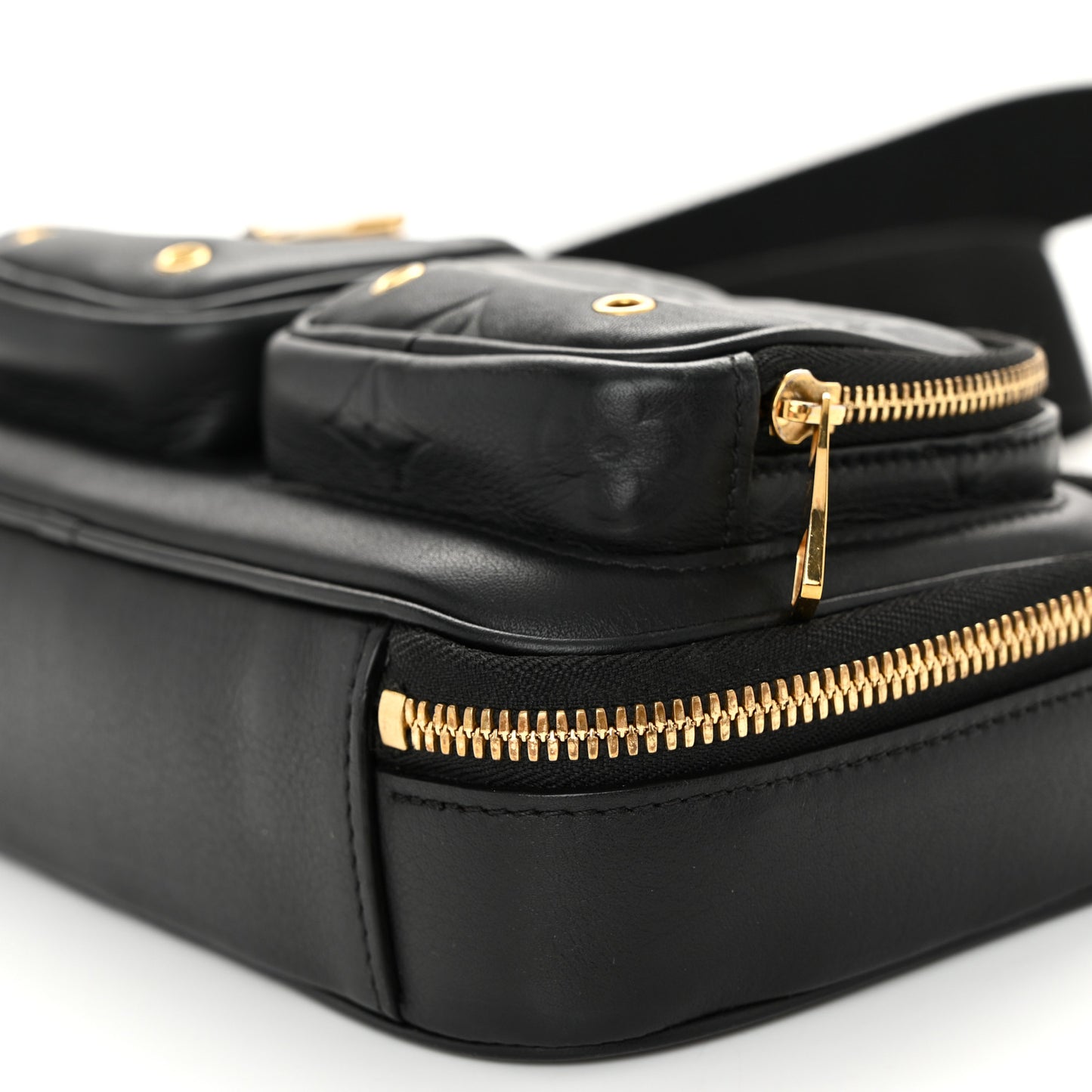 Calfskin Monogram Embossed Utility Crossbody Black