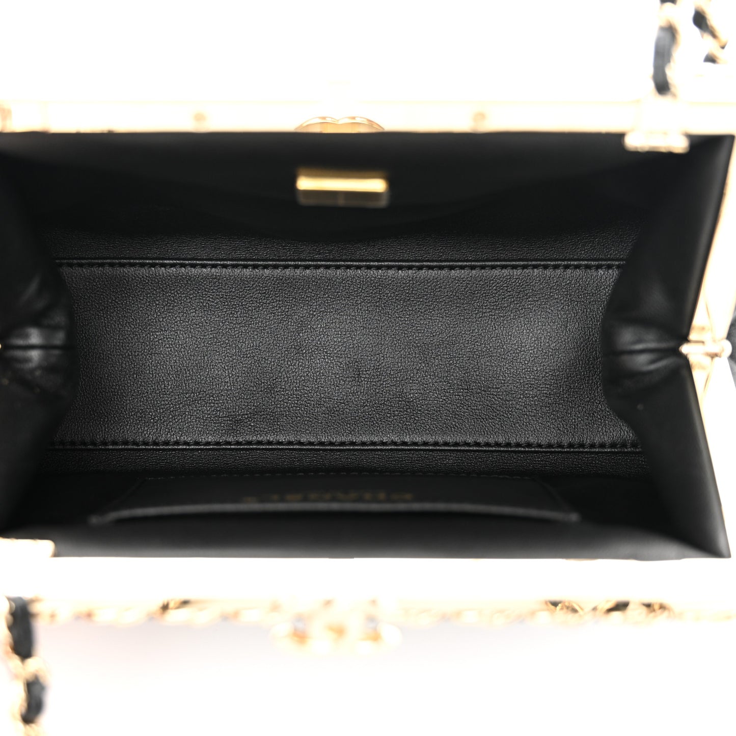 Lambskin Quilted CC Kisslock Clutch Black