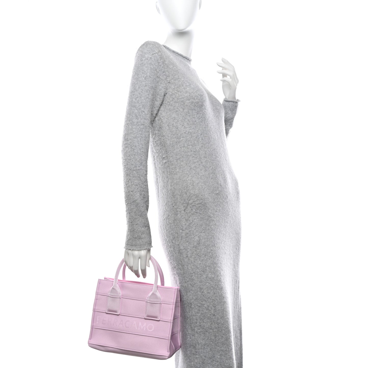 SALVATORE FERRAGAMO Nylon Logo Printed Tote Pink