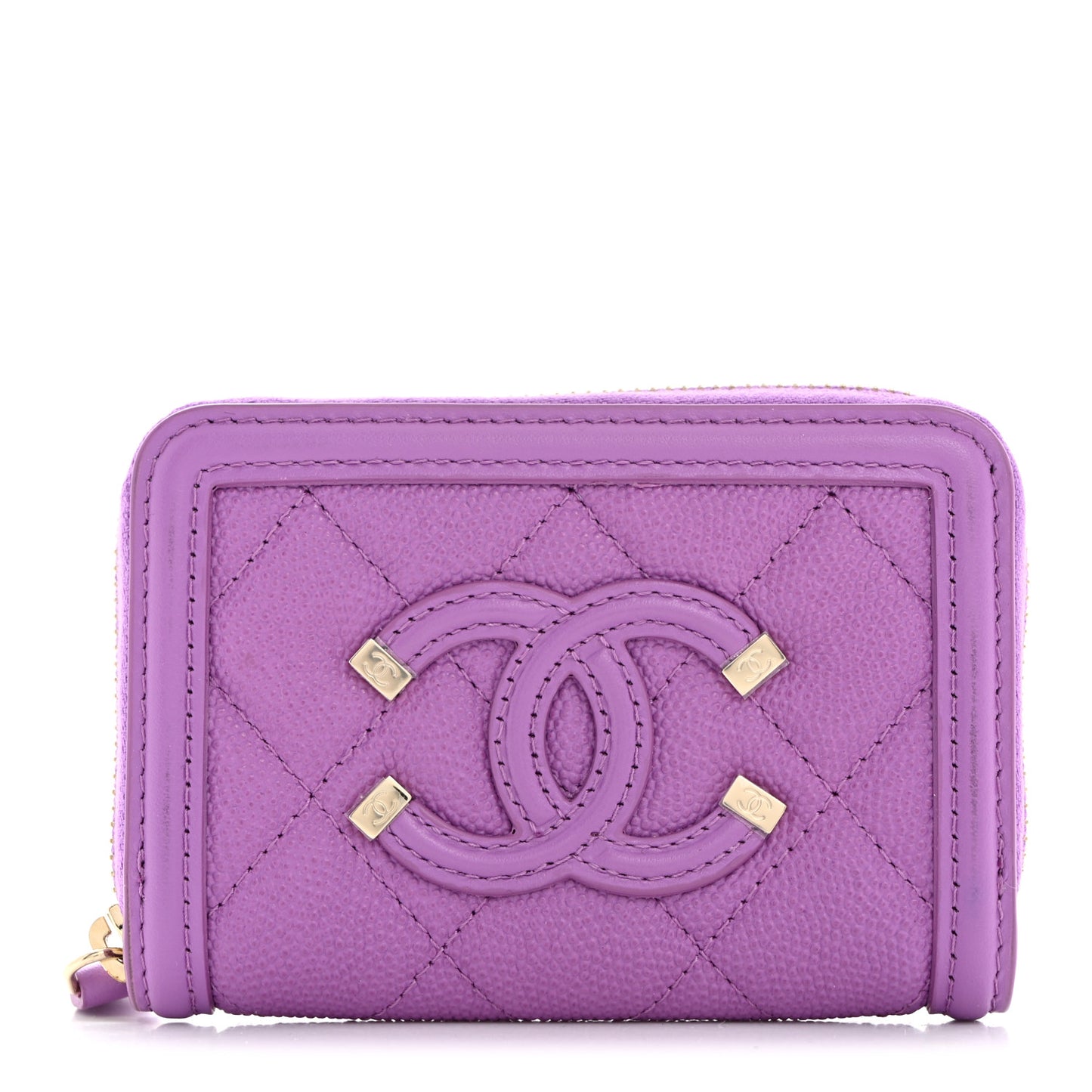Caviar Quilted Filigree Coin Purse Purple
