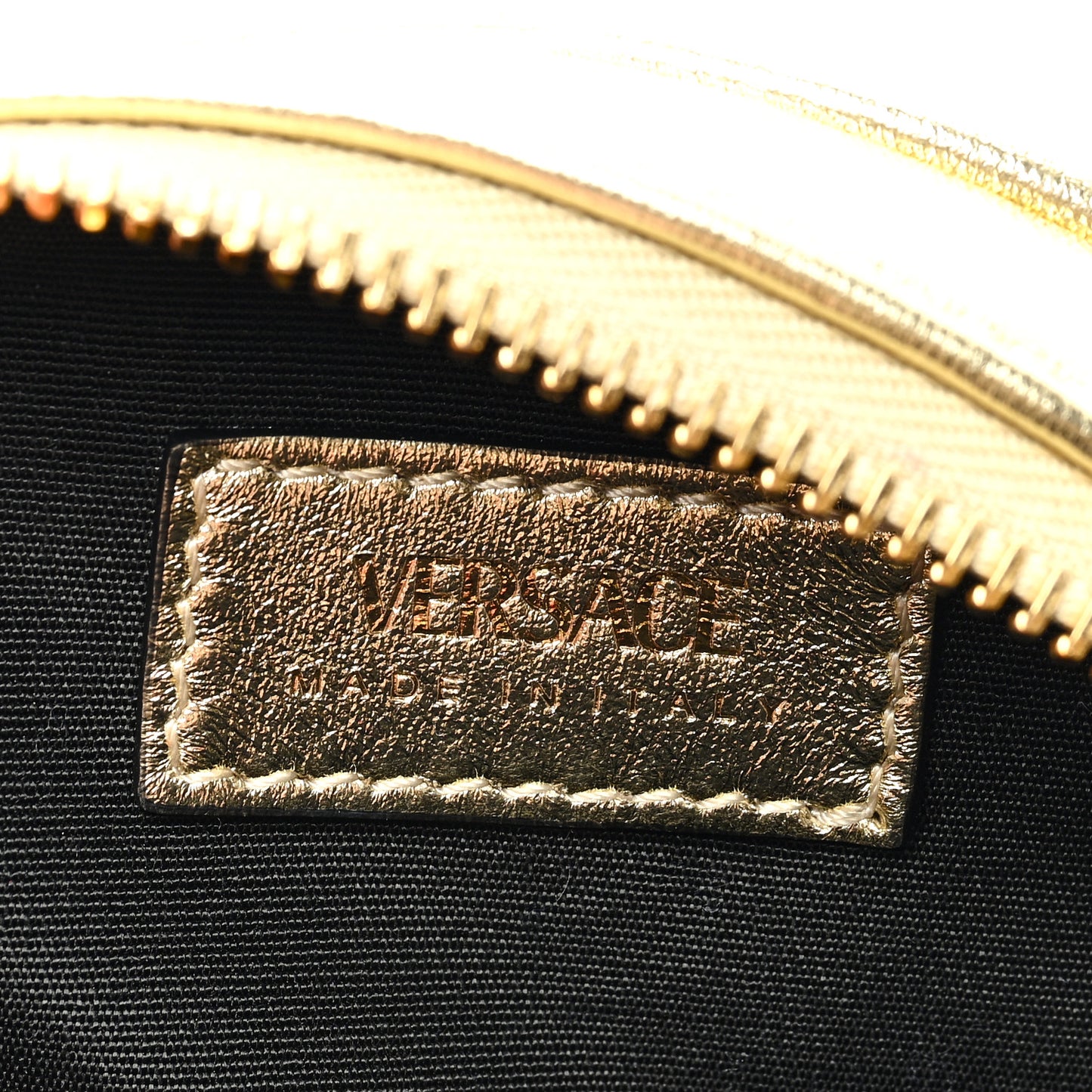 Metallic Nappa Quilted La Medusa Round Camera Bag Gold