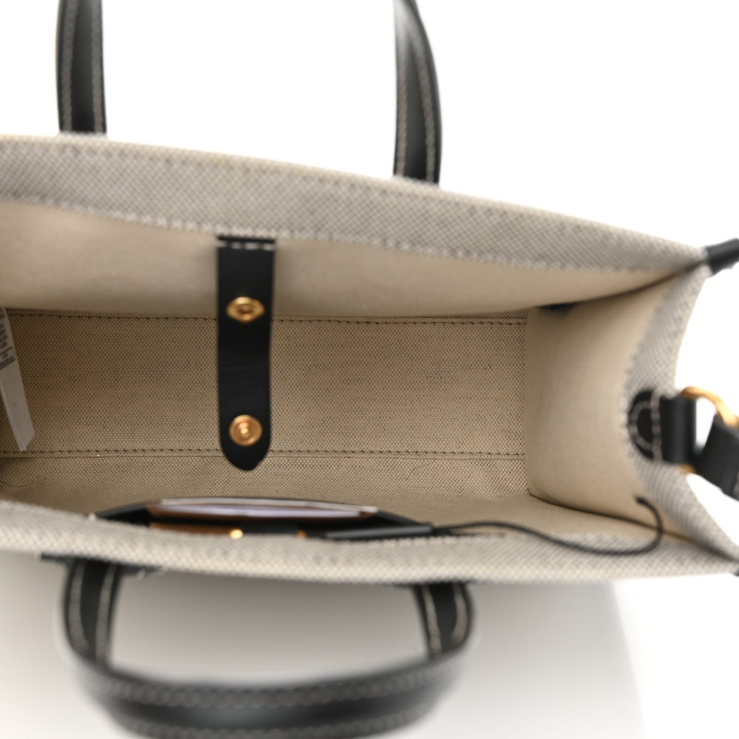 Canvas Smooth Calfskin Mini Two Tone Freya Tote Black