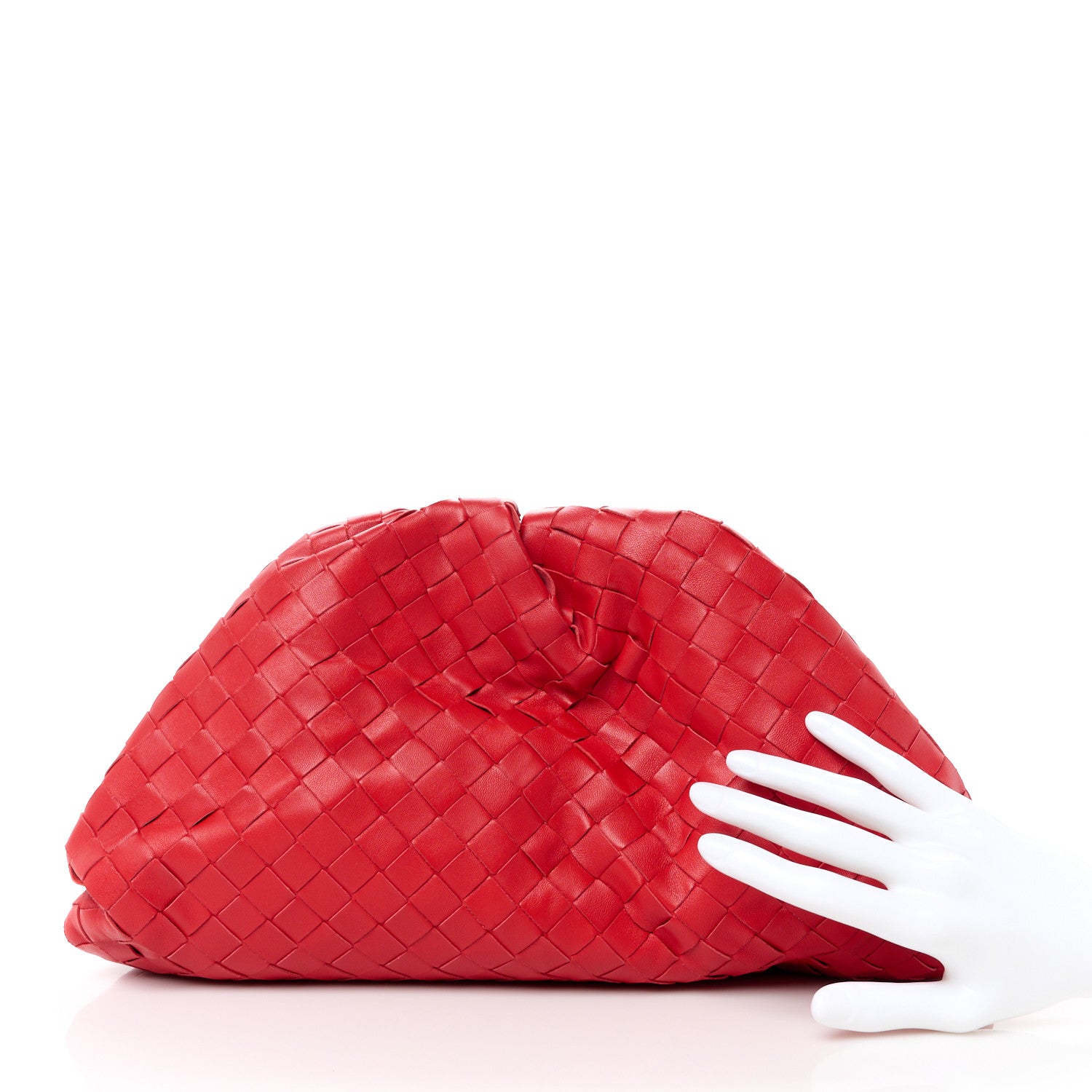 Bottega Veneta Nappa Maxi Intrecciato The Pouch Oversized Clutch Bright Red 2 of 11