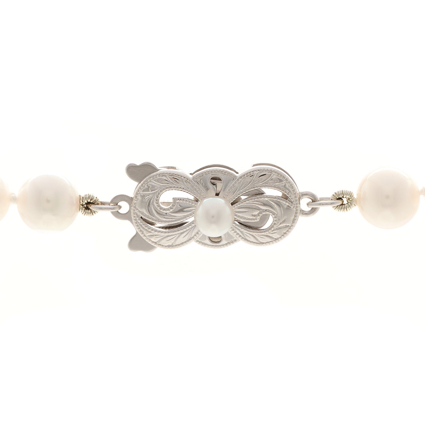 18K White Gold Akoya Cultured Pearl 6.5-7mm Strand Necklace