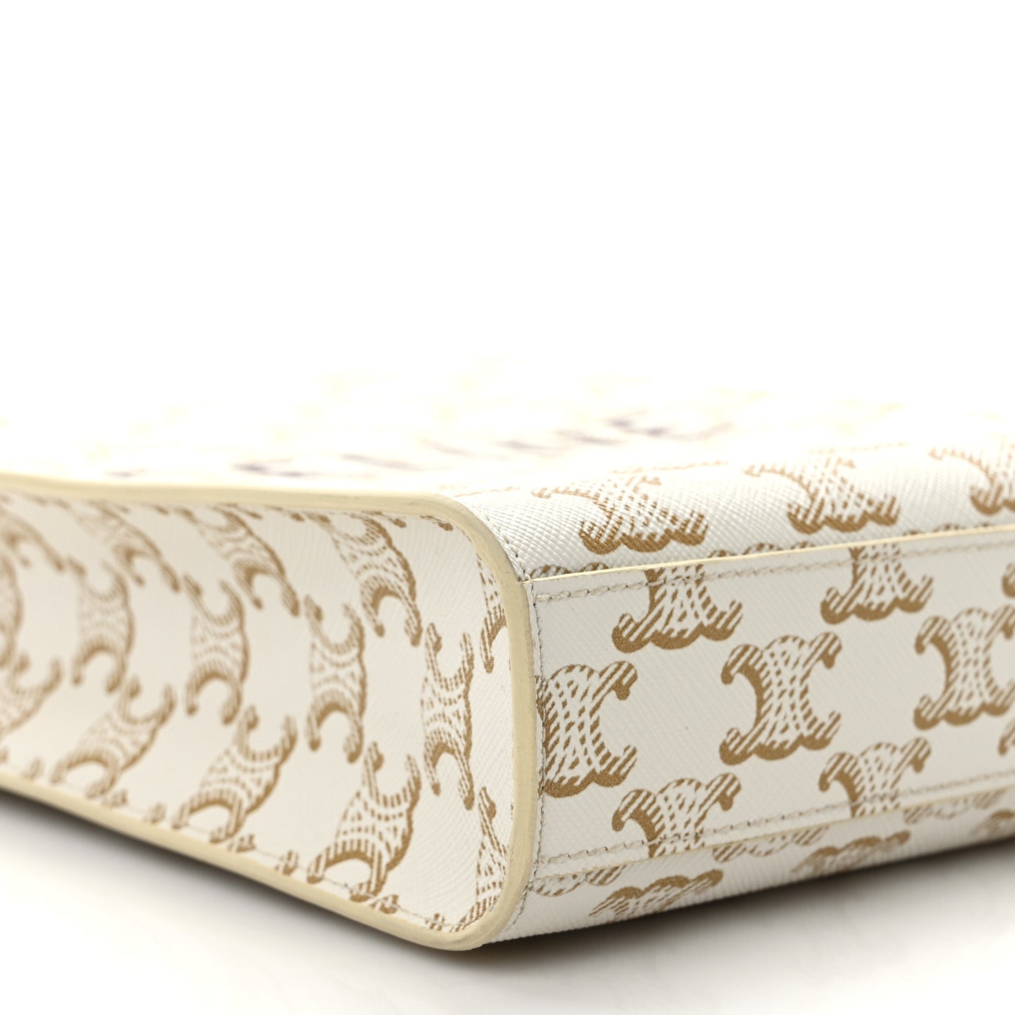 Triomphe Canvas Calfskin Mini Vertical Cabas White