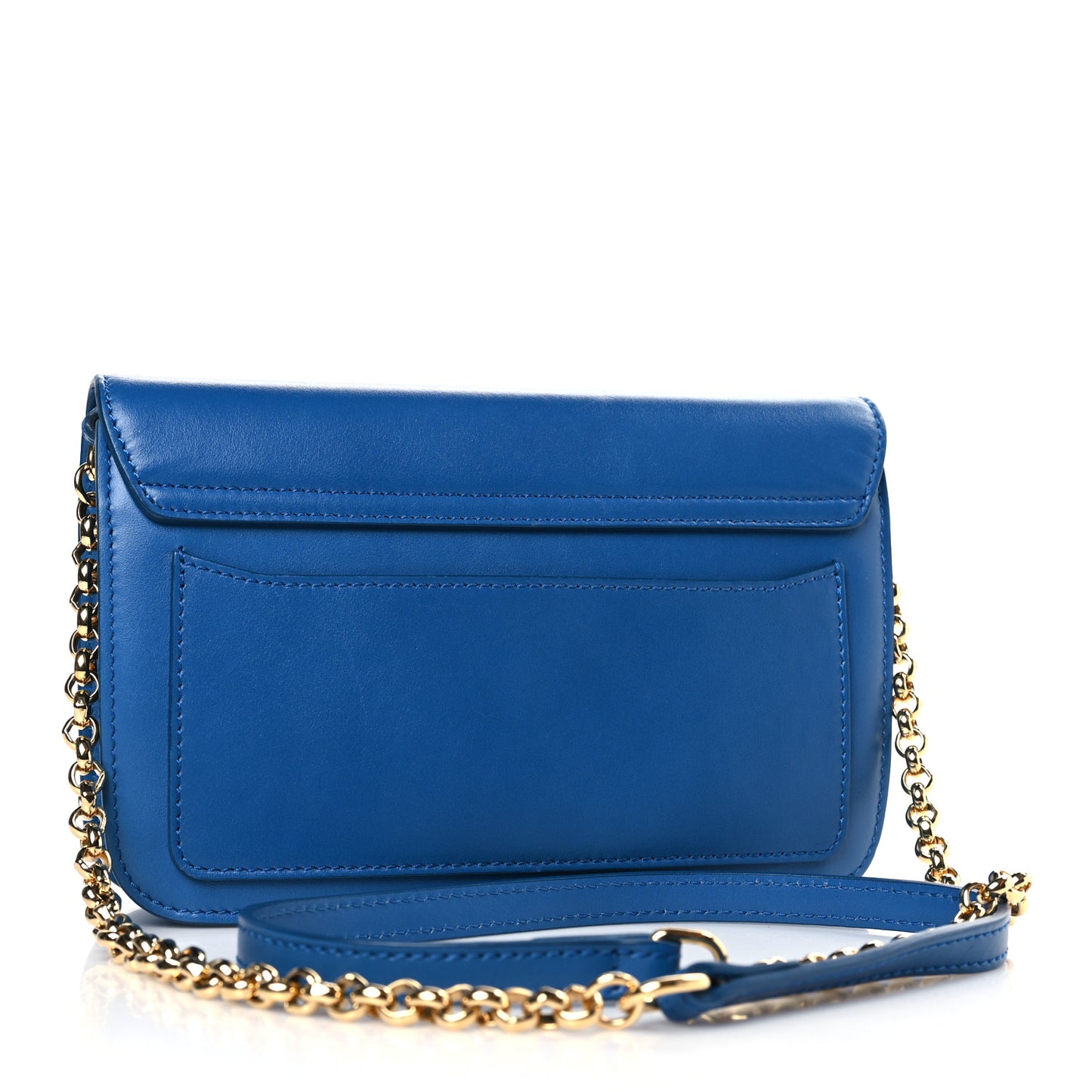 Calfskin Suede C Clutch With Chain Smoky Blue