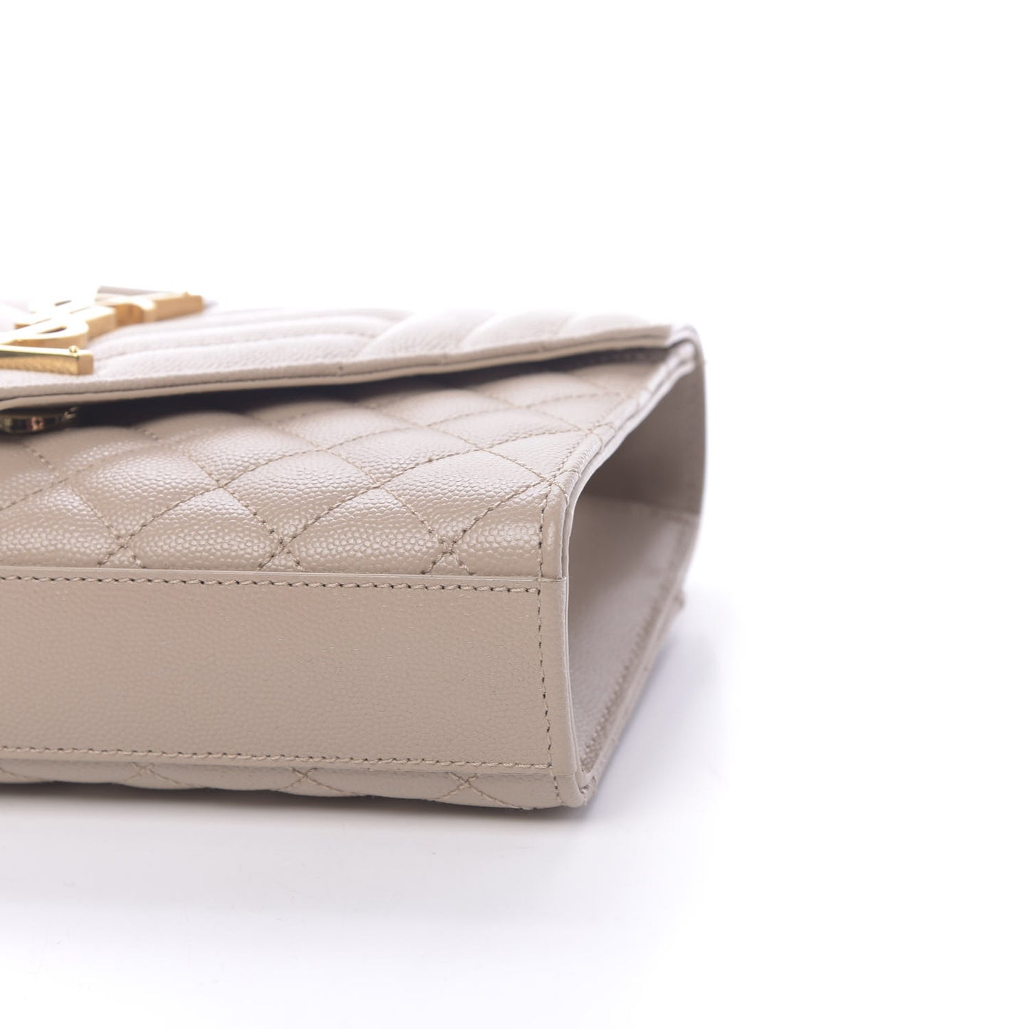 Grain De Poudre Textured Mixed Matelasse Triquilt Small Monogram Satchel Dark Beige