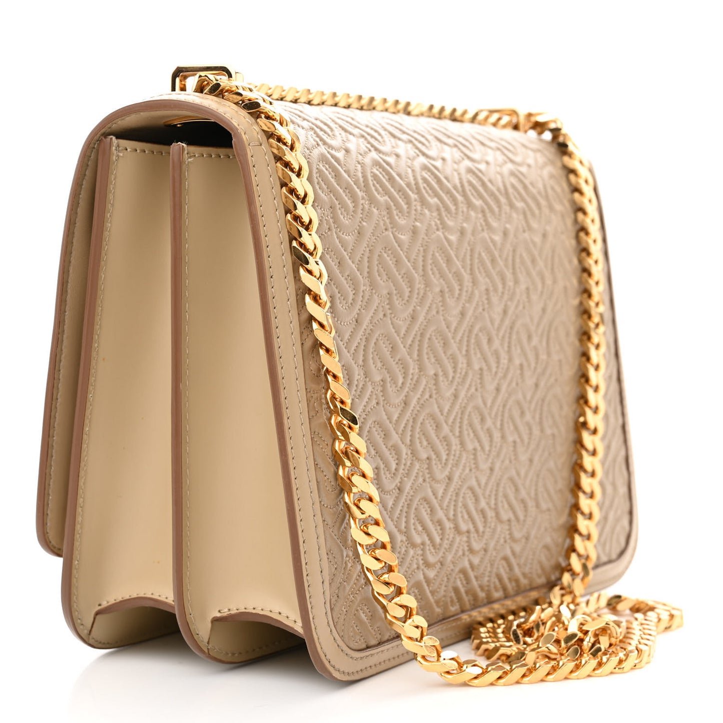 Calfskin Monogram Embossed Medium TB Chain Bag Honey