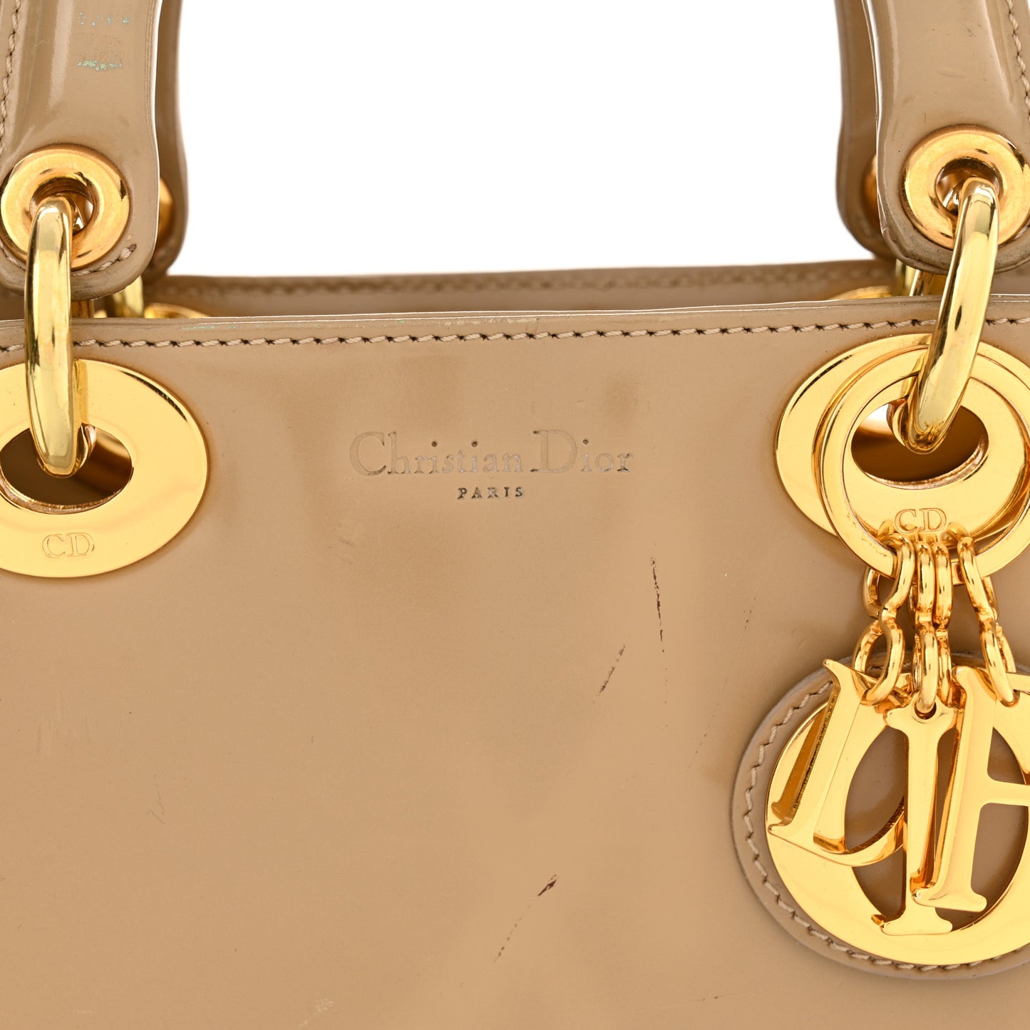 Patent Mini Lady Dior Beige