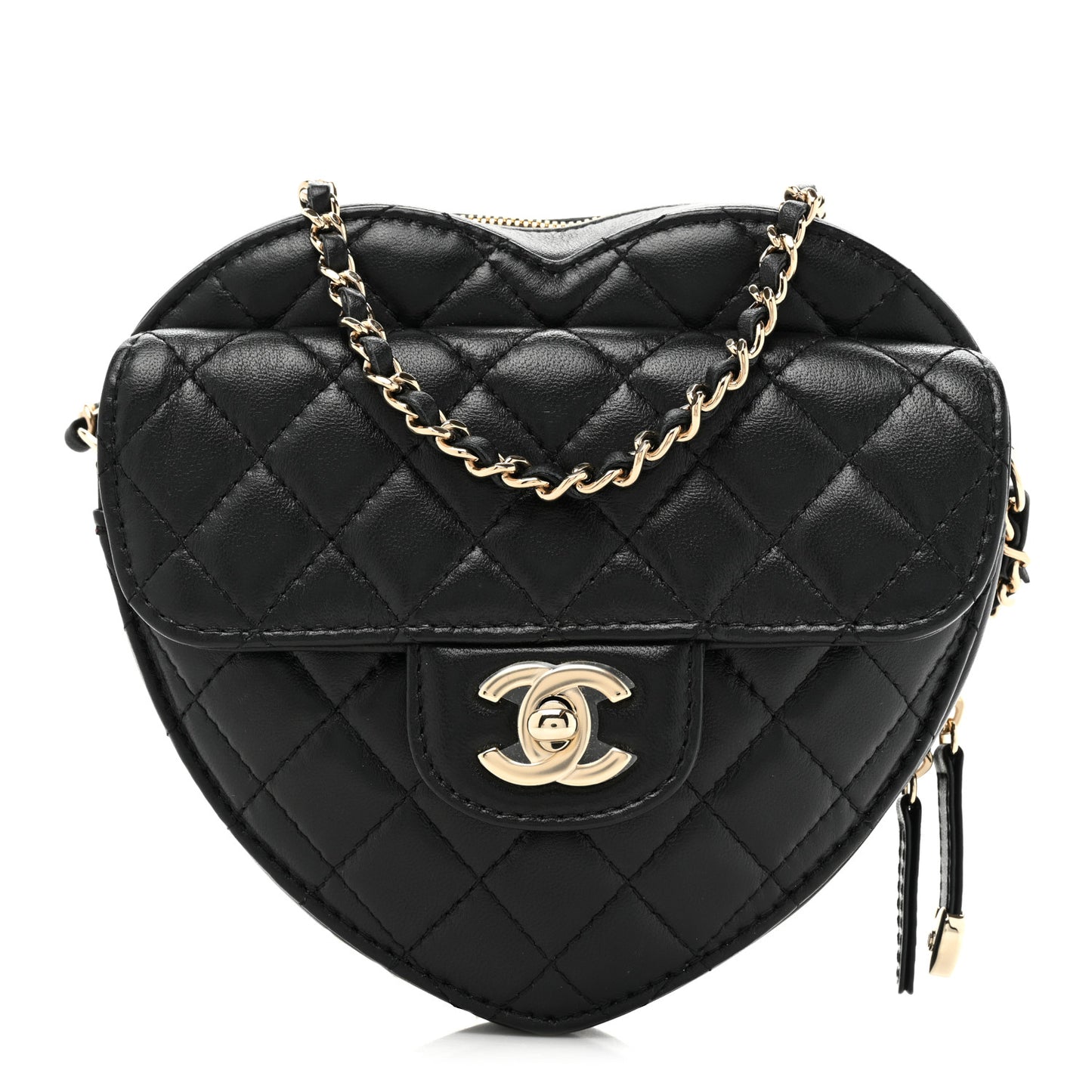 Lambskin Quilted CC In Love Heart Bag Black