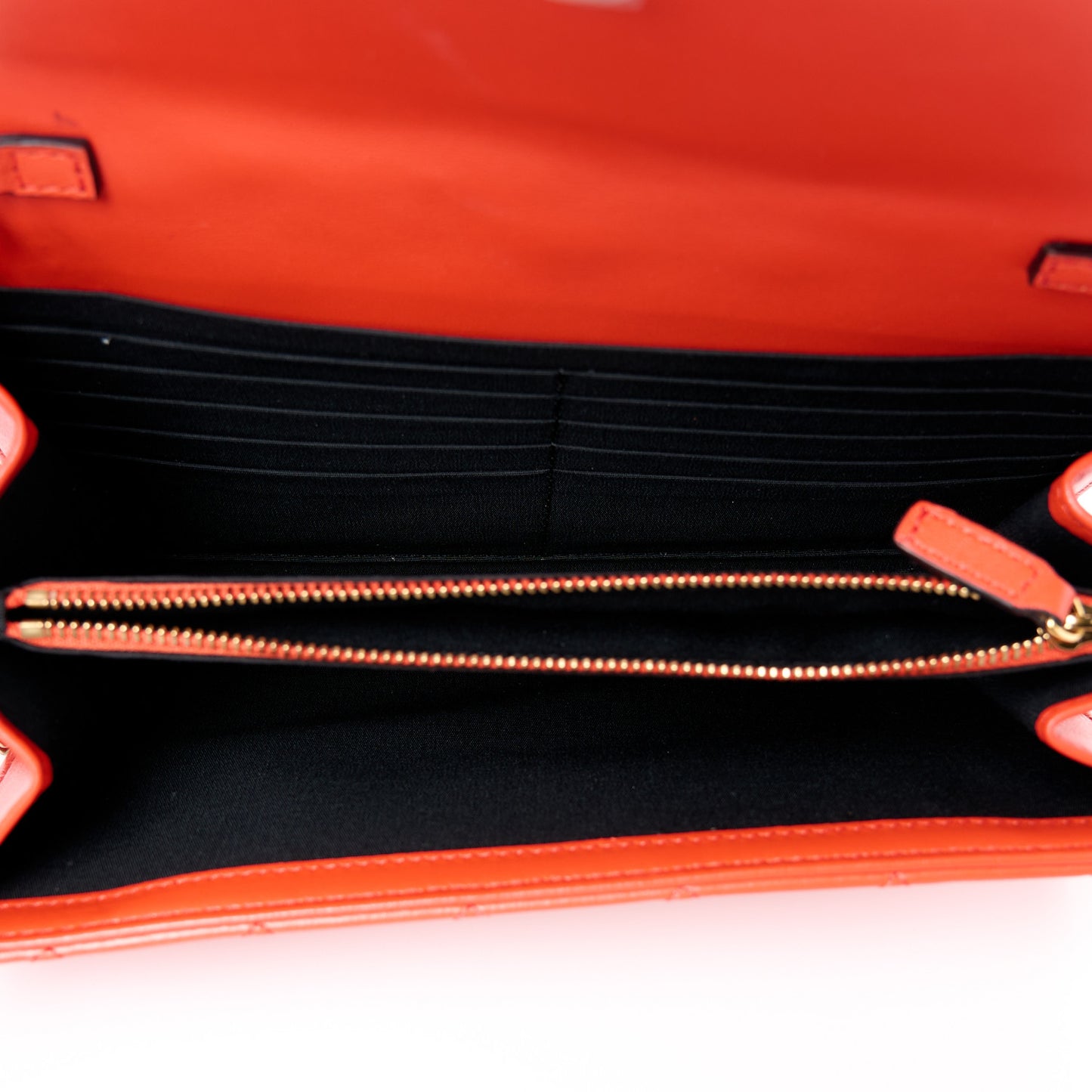 Lambskin Quilted Medusa Wallet on Chain Crossbody Coral