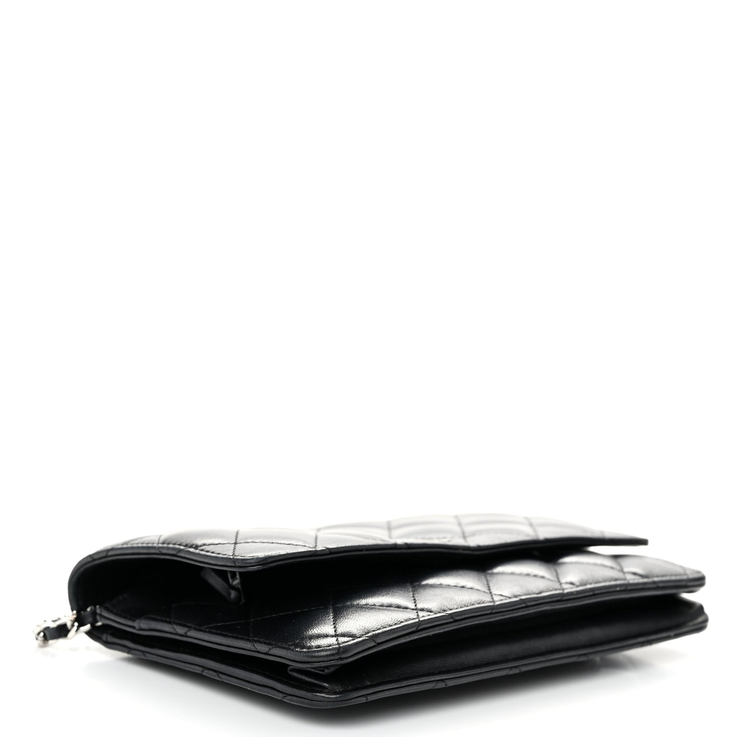Lambskin Quilted Wallet On Chain WOC Black
