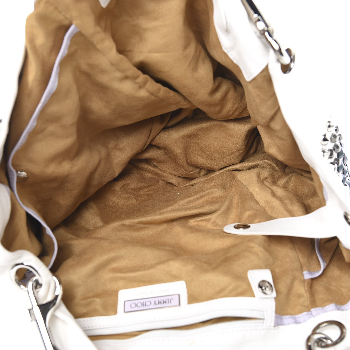 Calfskin Studded Lola Tote White