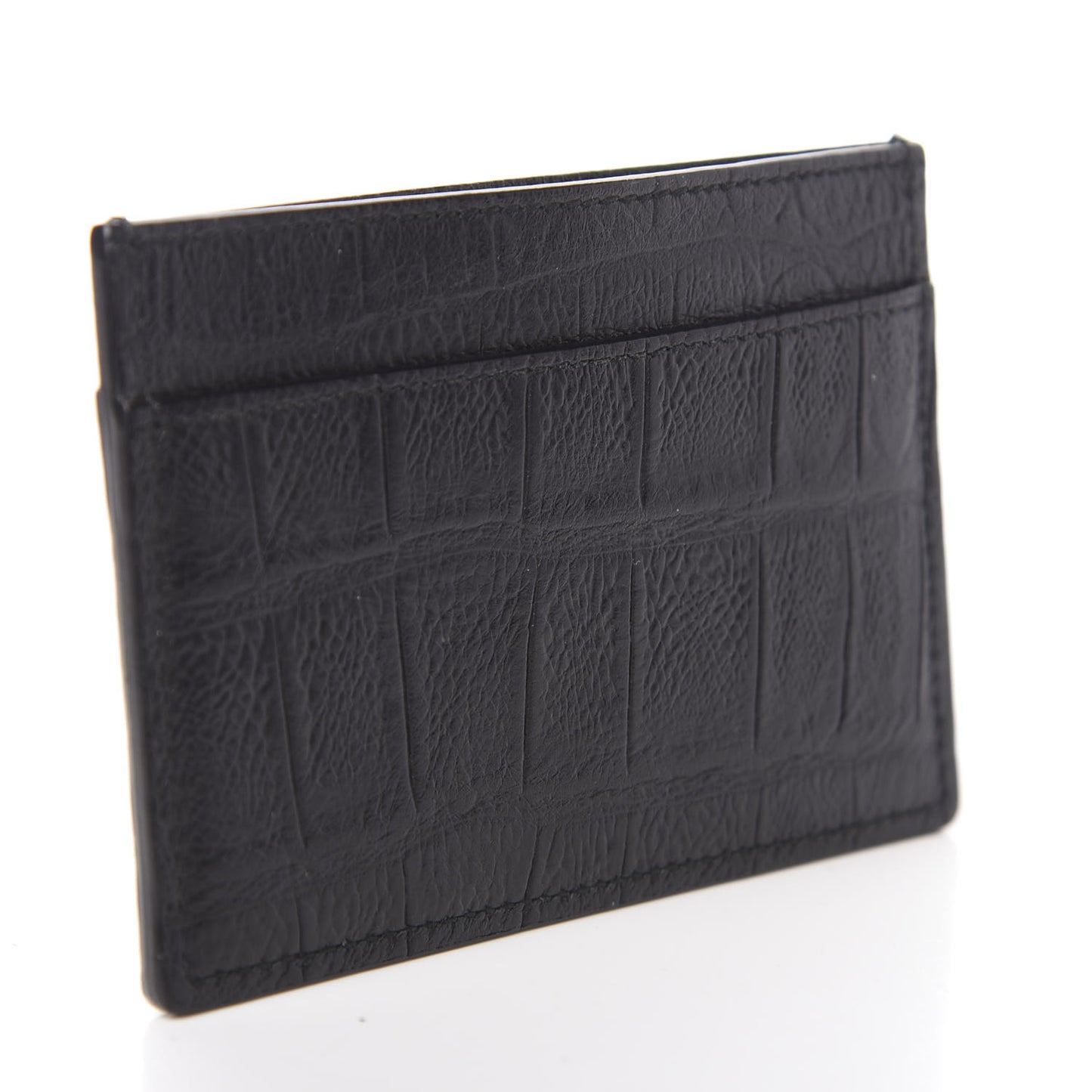 Calfskin Crocodile Embossed Card Case Black