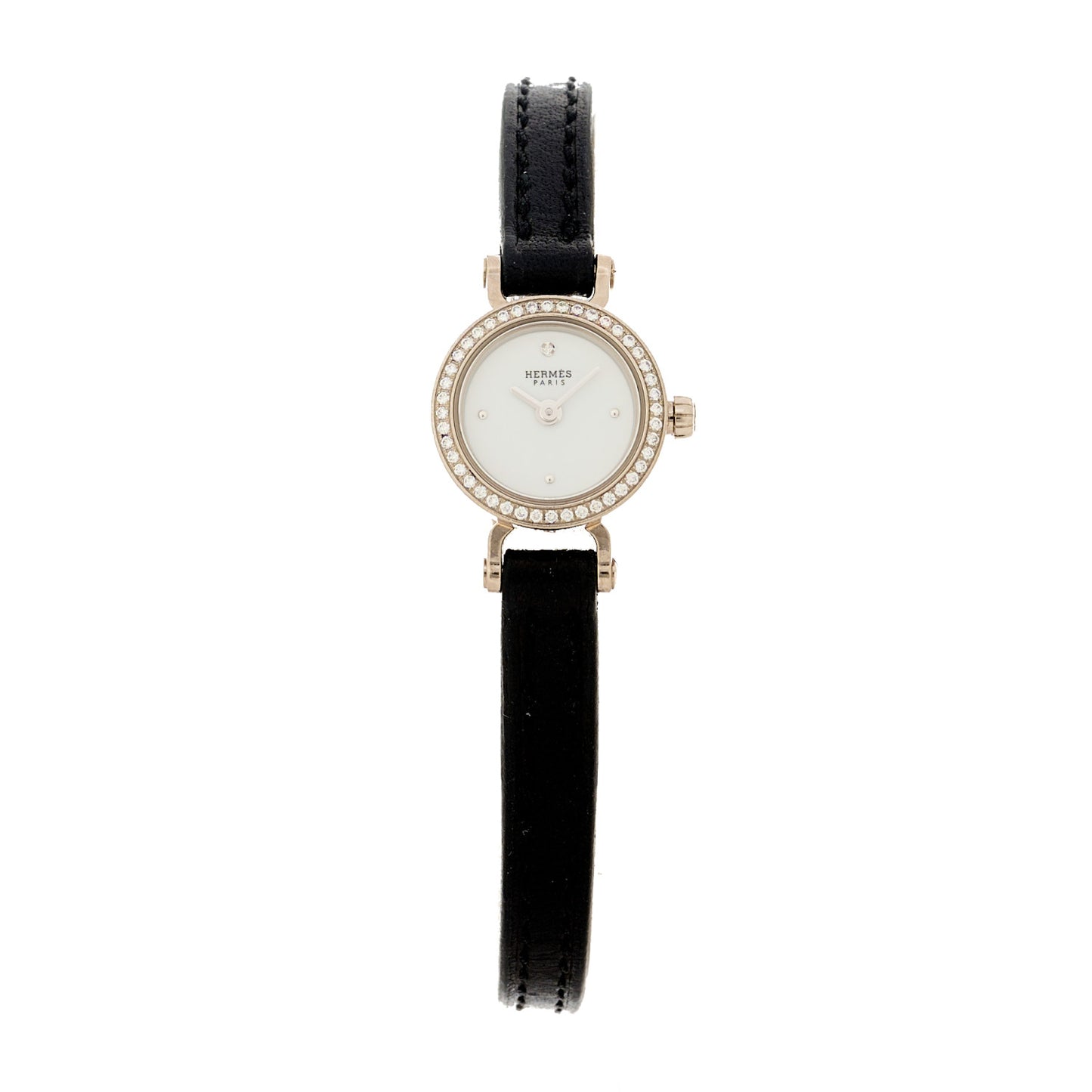 18K White Gold Barenia Diamond 16mm Faubourg Quartz Watch Noir