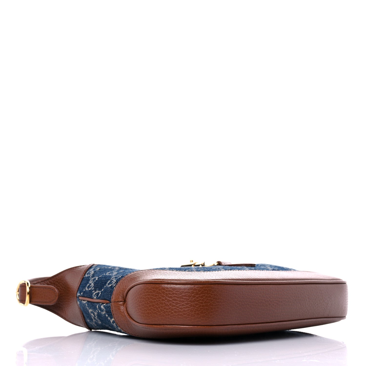 Gucci New Denim GG Monogram Calfskin Small Jackie 1961 Hobo Blue Tea Cuir 4 of 12