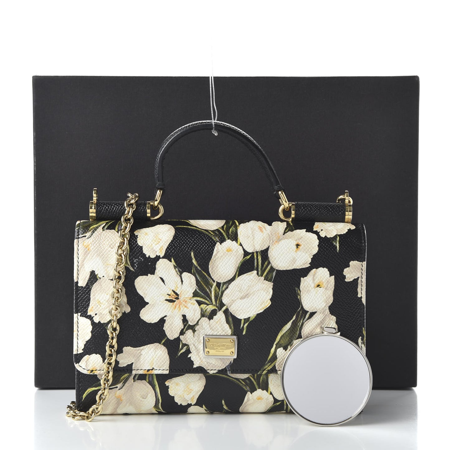 Dauphine Tulip Print Mini Von Bag Black