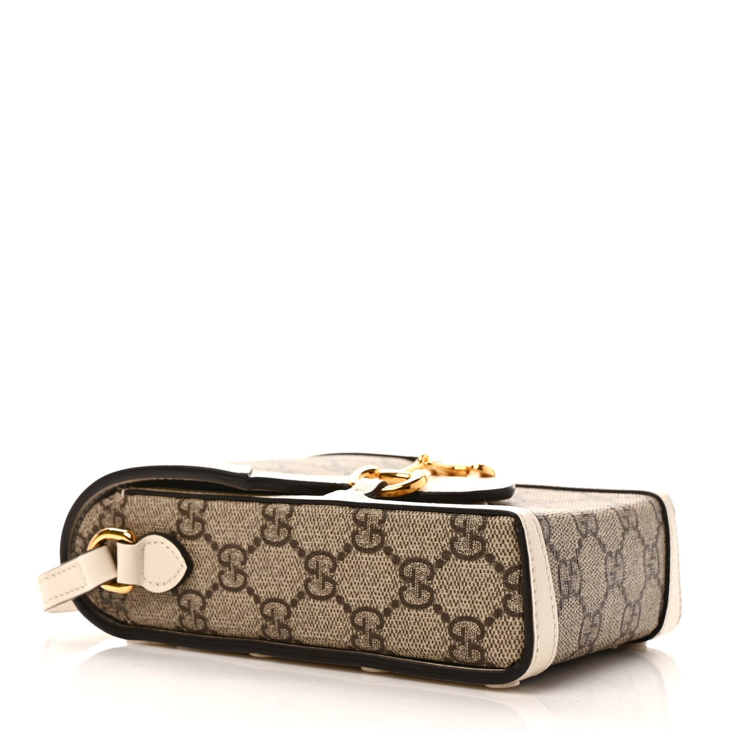 GG Supreme Monogram Azalea Calfskin Mini Horsebit 1955 Crossbody Bag Beige Ebony Mystic White