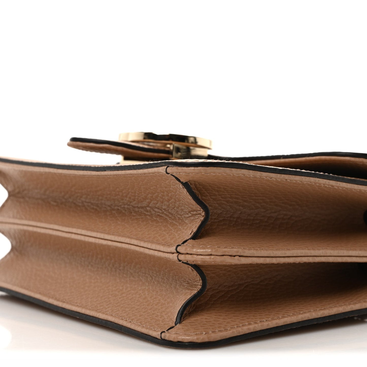 Dollar Calfskin Small Interlocking G Shoulder Bag Camelia