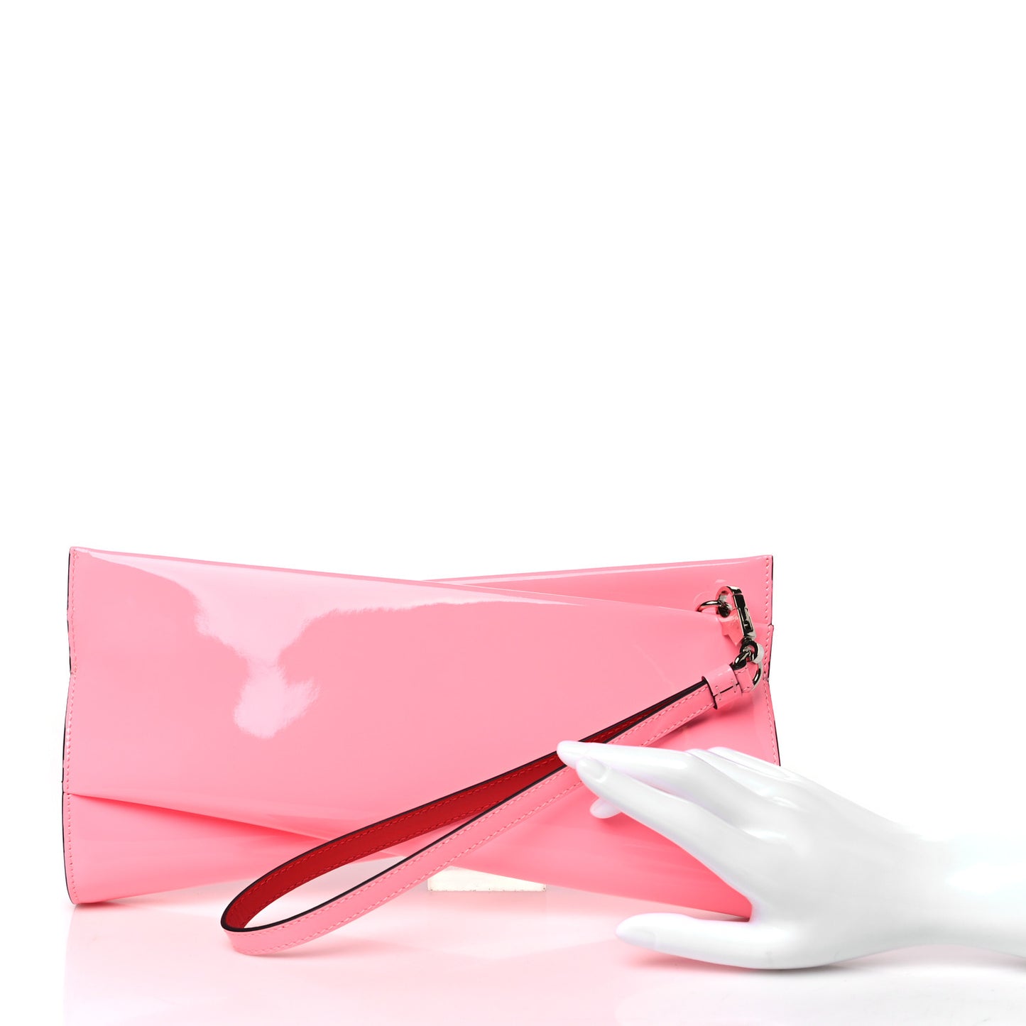 Patent Small Loubi Twist Zip Chain Clutch Bag Bubble Gum