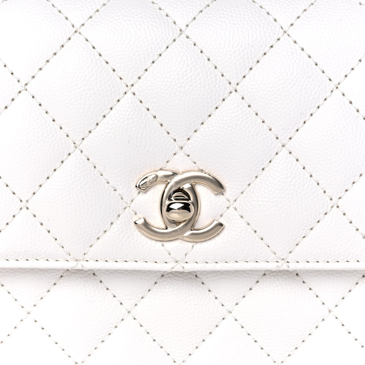 Caviar Quilted Mini Coco Handle Flap White