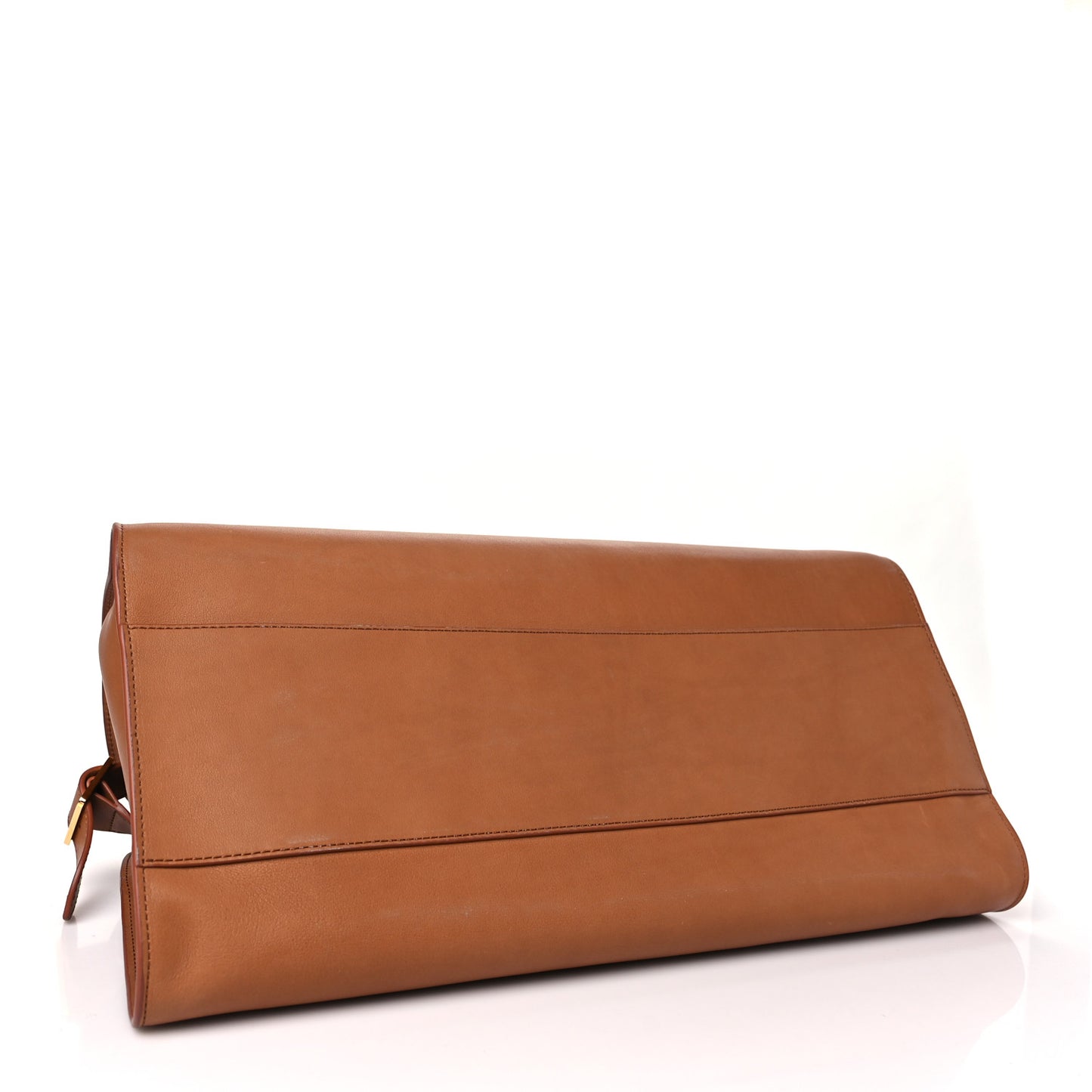 Polished Saddle Calfskin Margaux EW Clutch Brandy