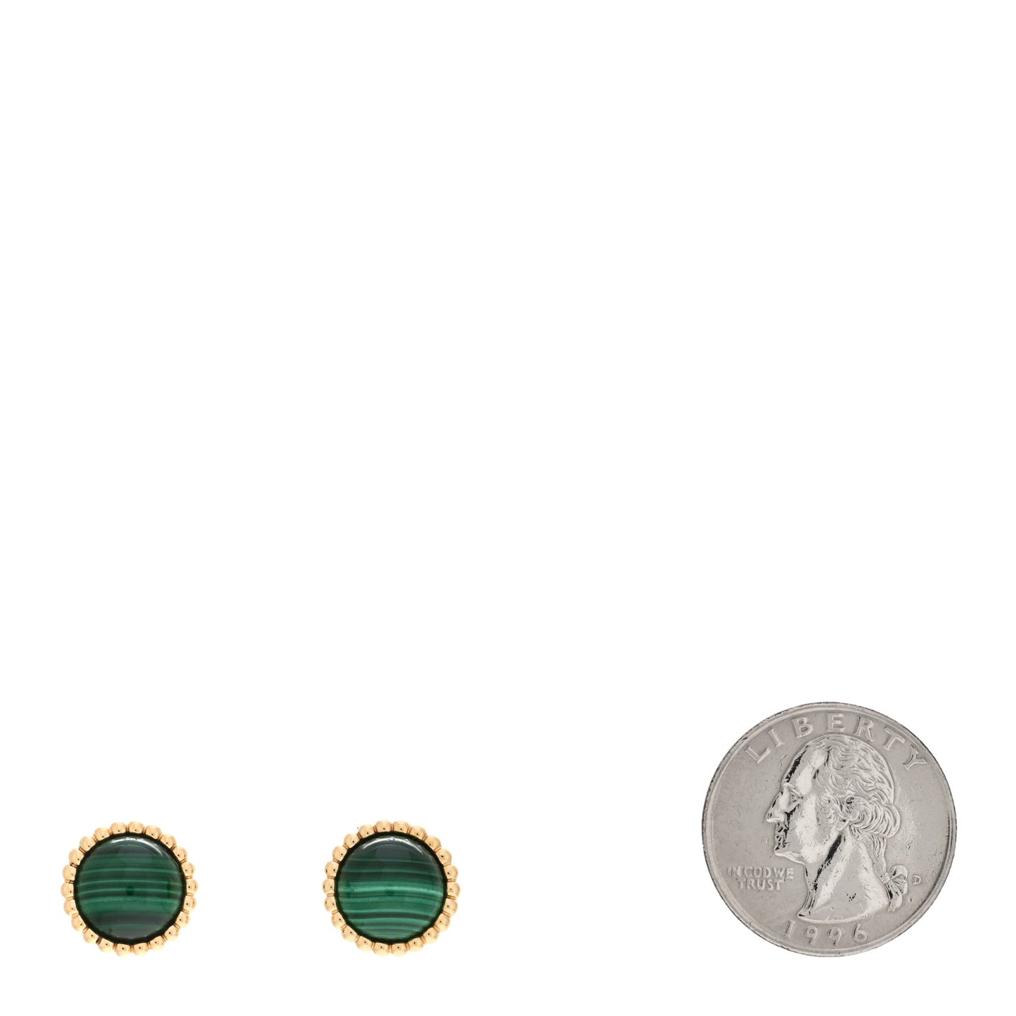 18K Yellow Gold Malachite Perlee Couleurs Earrings