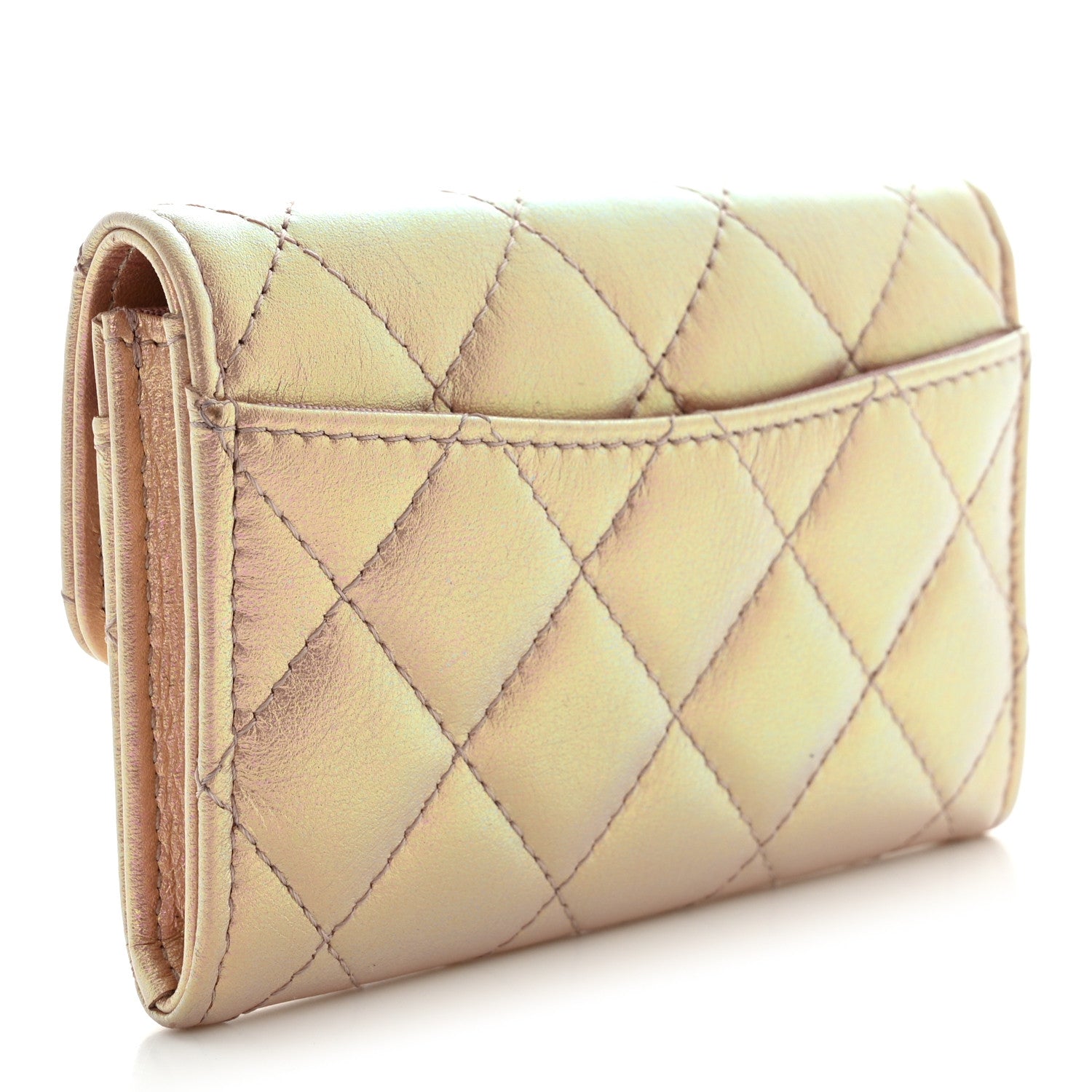 Chanel Iridescent Calfskin Quilted Flap Card Holder Wallet Pink 3 of 8