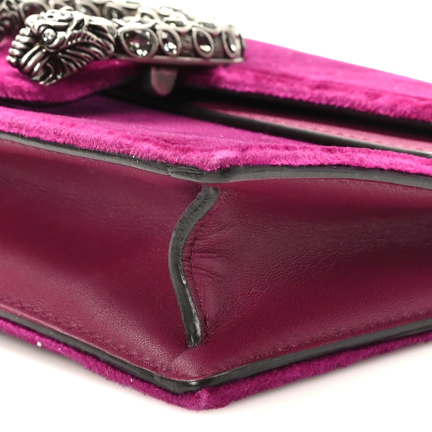 Velvet Super Mini Dionysus Shoulder Bag Fuchsia Violet Cyclamen