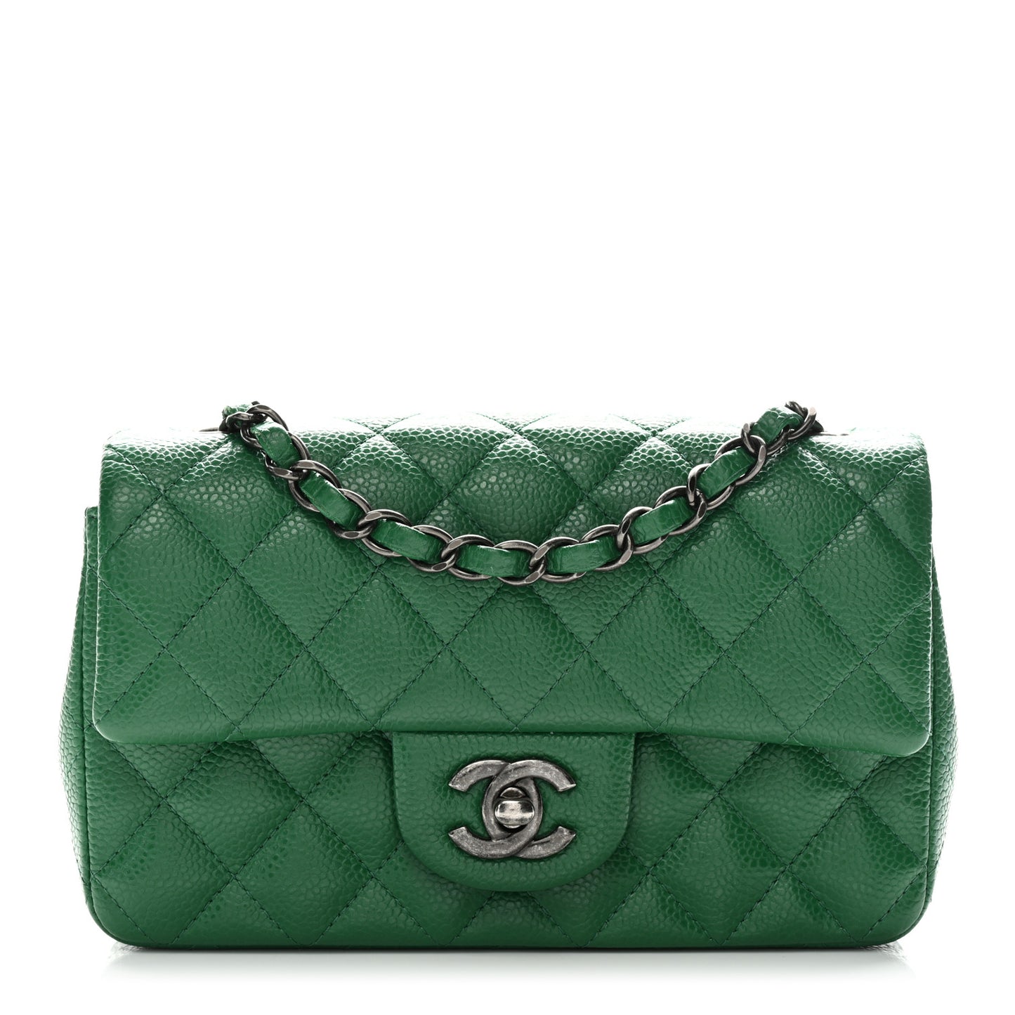 Caviar Quilted Mini Rectangular Flap Green