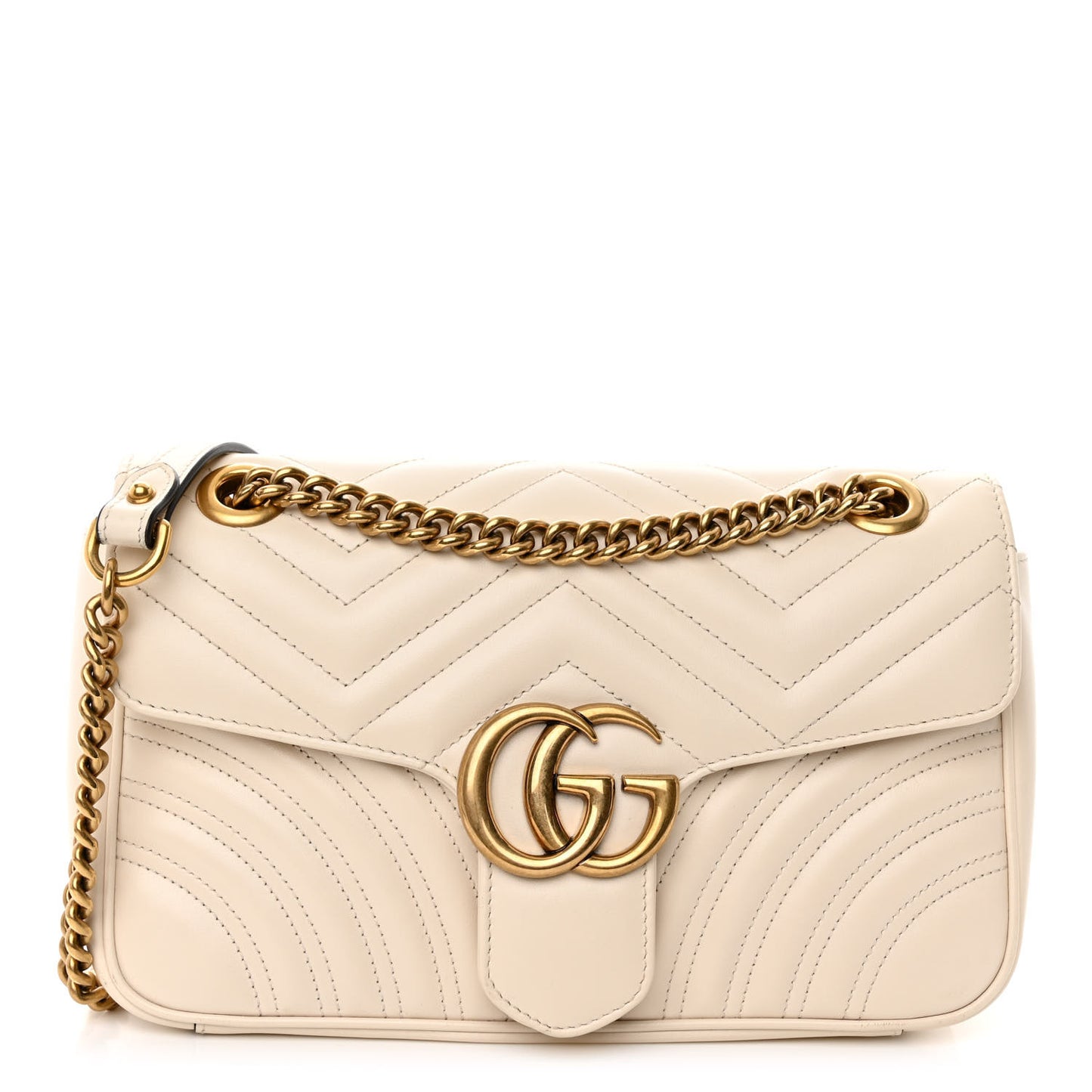 Calfskin Matelasse Small GG Marmont Shoulder Bag White