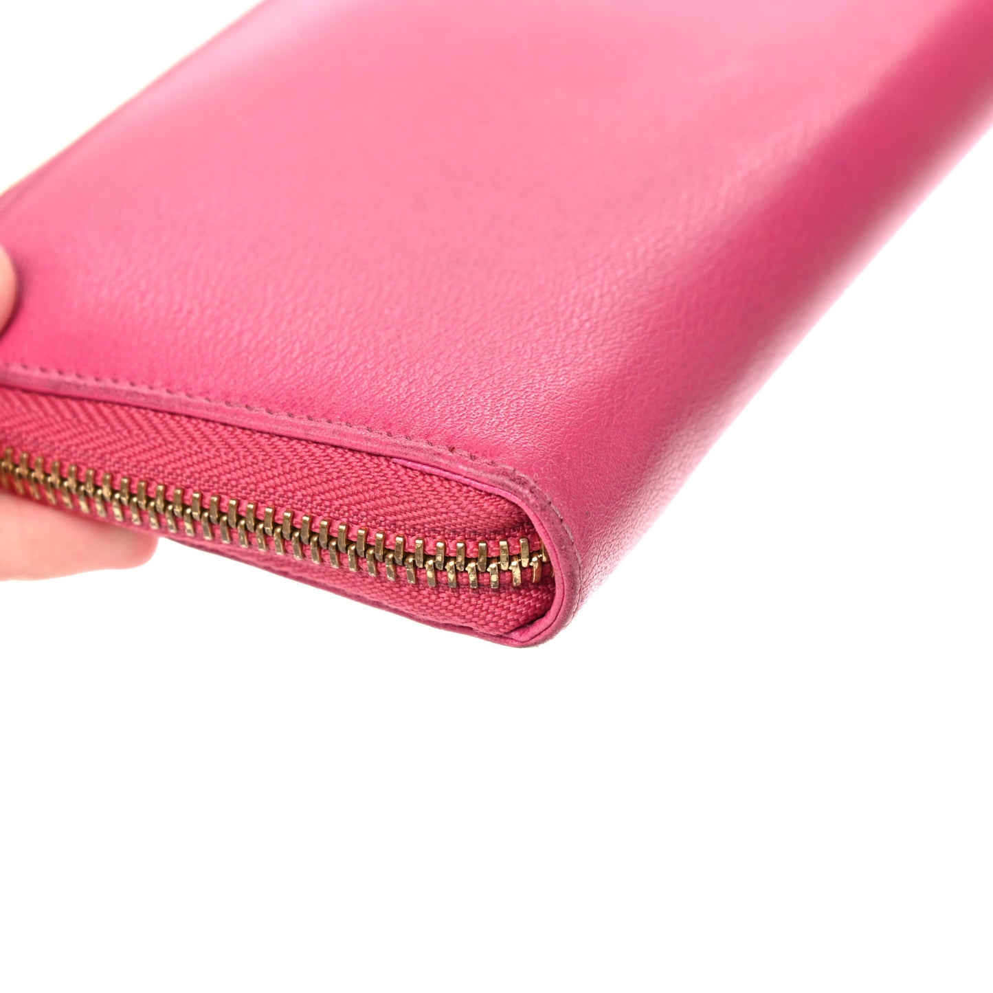 Calfskin Zip Around Wallet Pink