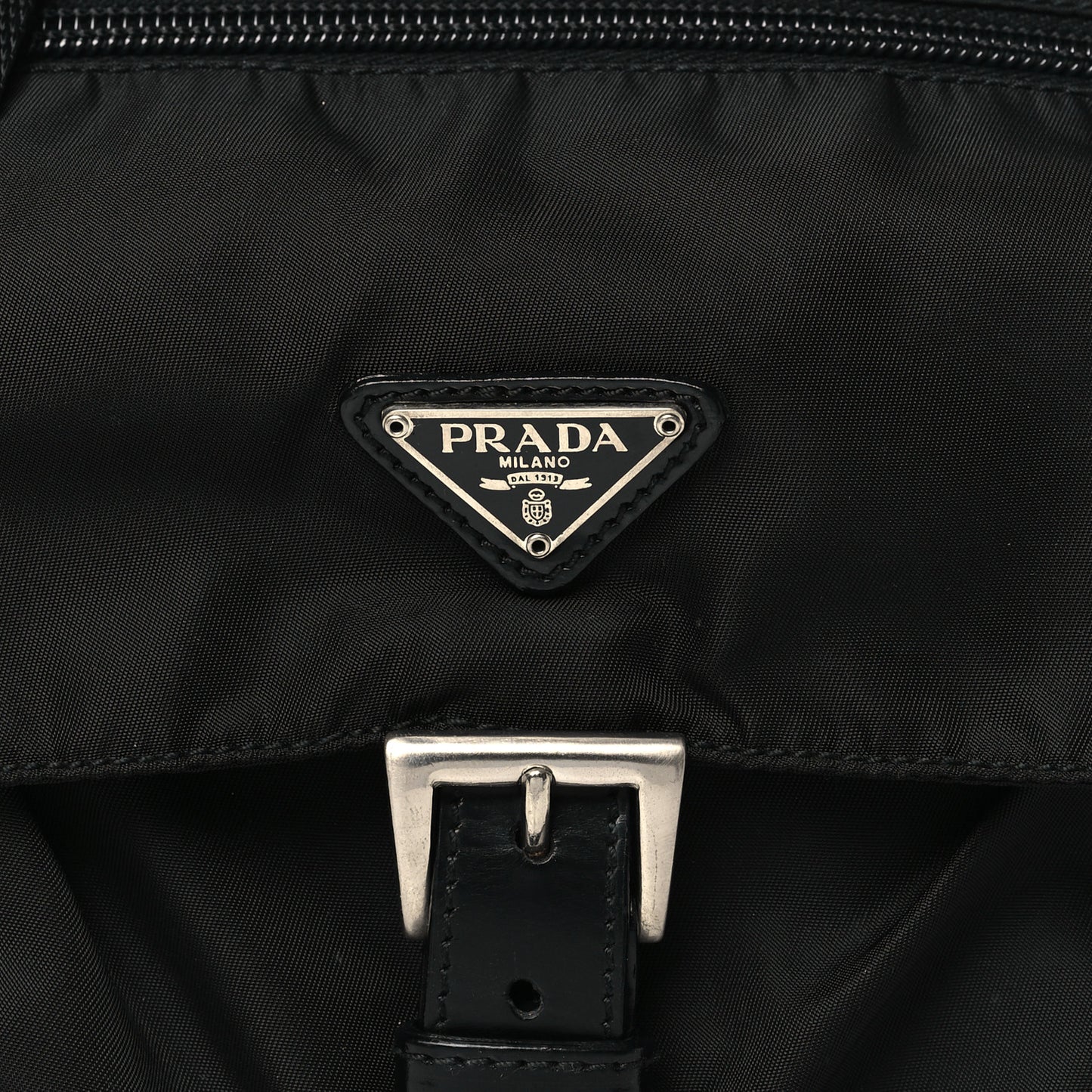 Nylon Vela Saffiano Single Buckle Messenger Shoulder Bag Black