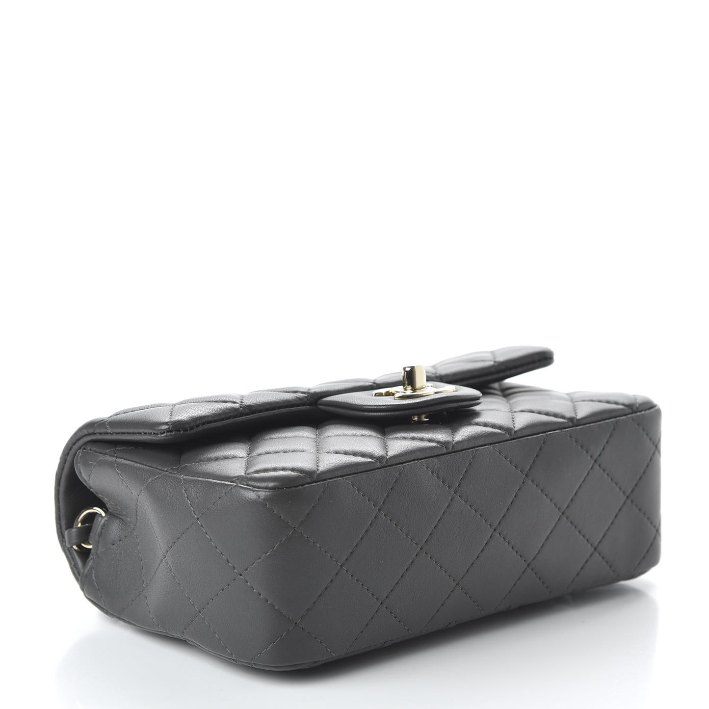 Lambskin Quilted Mini Rectangular Flap Grey