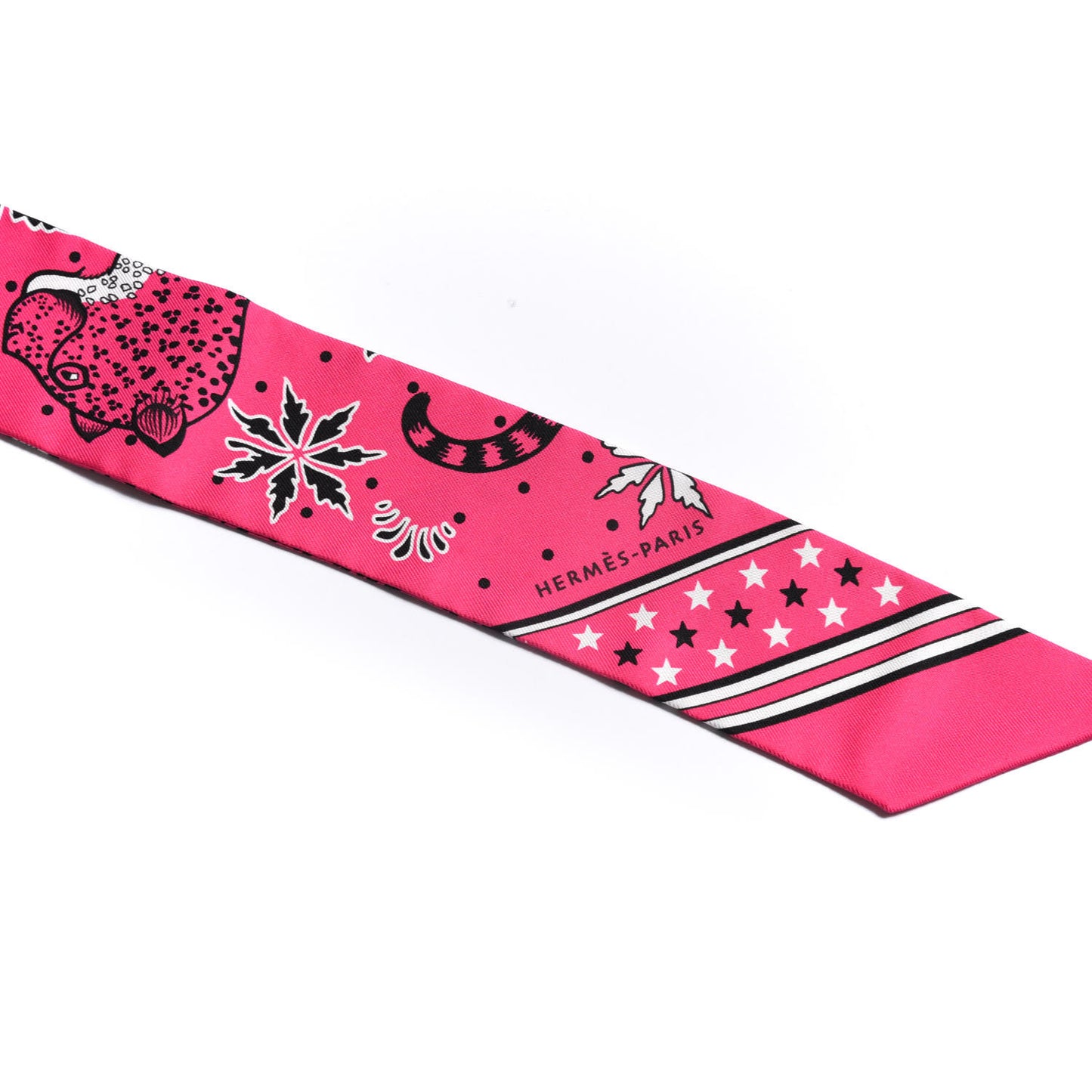 Silk Les Leopards Twilly Rose Vif Black White