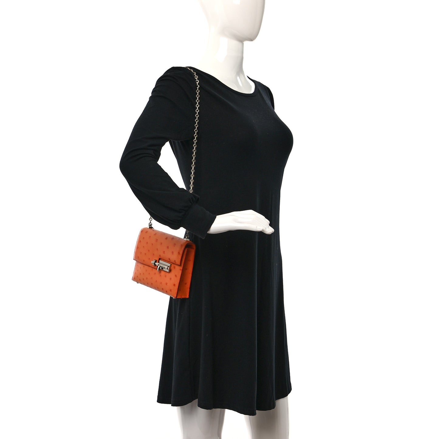 Ostrich Mini Verrou Chaine Bag Orange