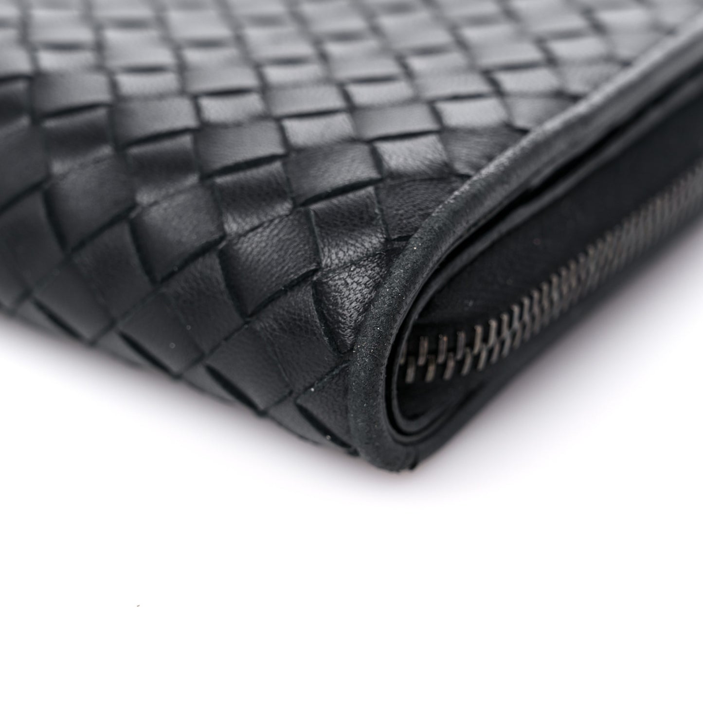 Nappa Intrecciato Zip Around Wallet Black