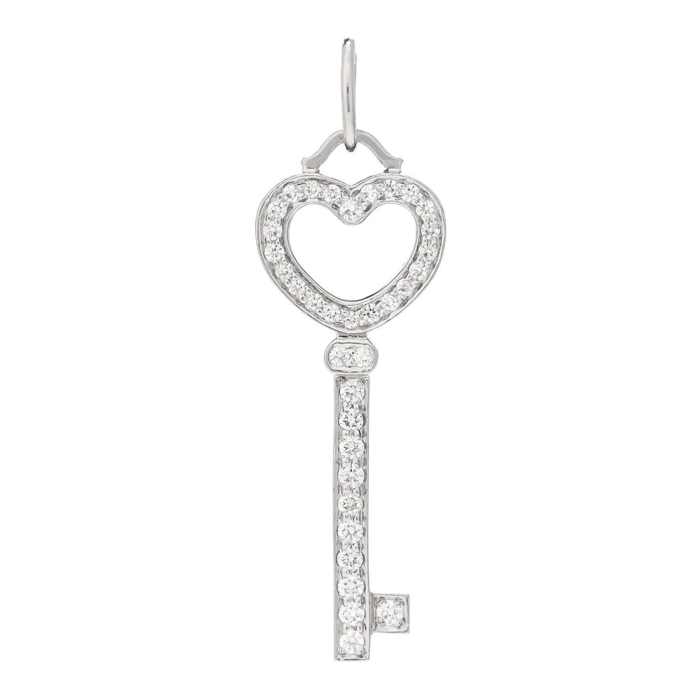 Platinum Diamond Heart Key Pendant