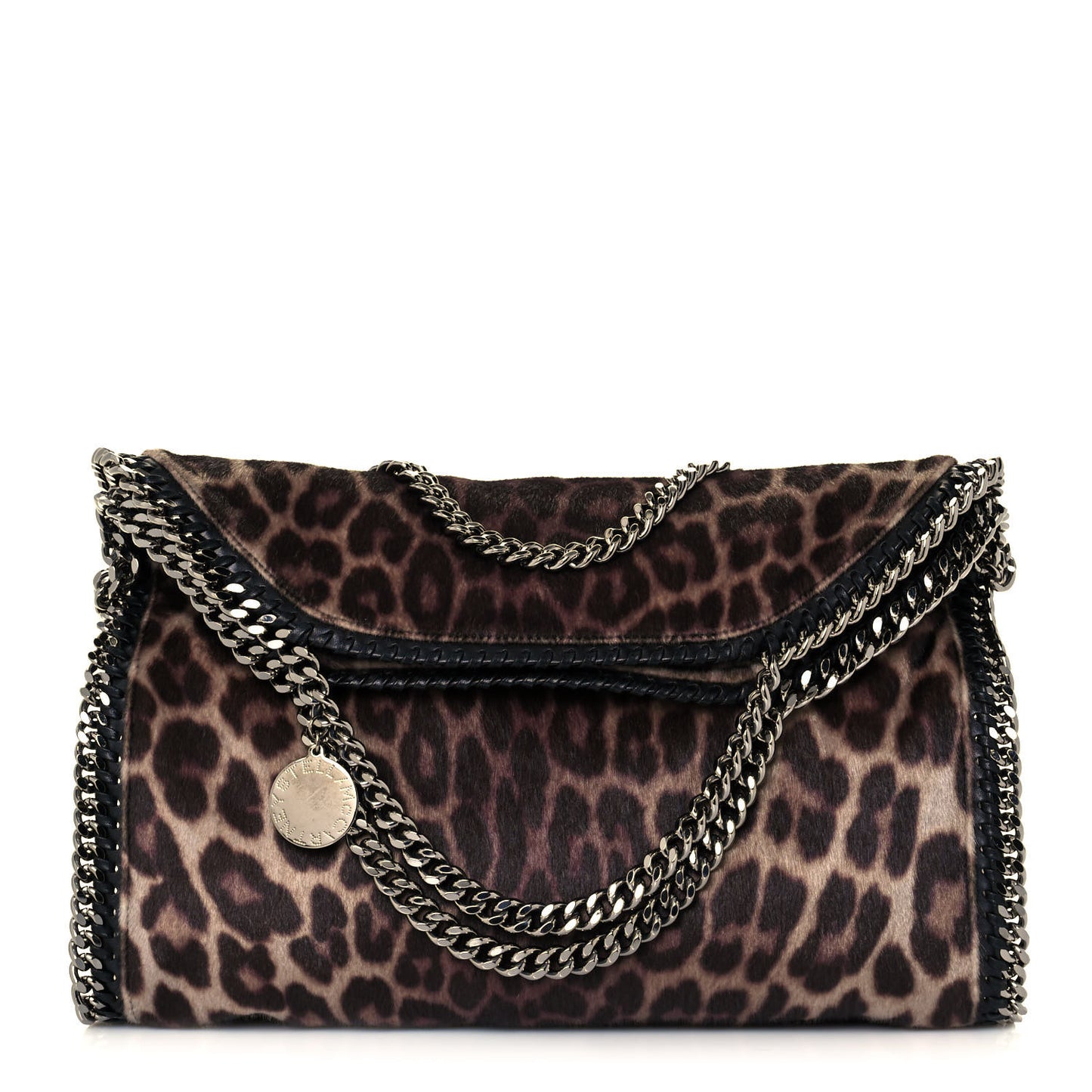 Faux Calf Hair Leopard Print Small Falabella Tote Brown