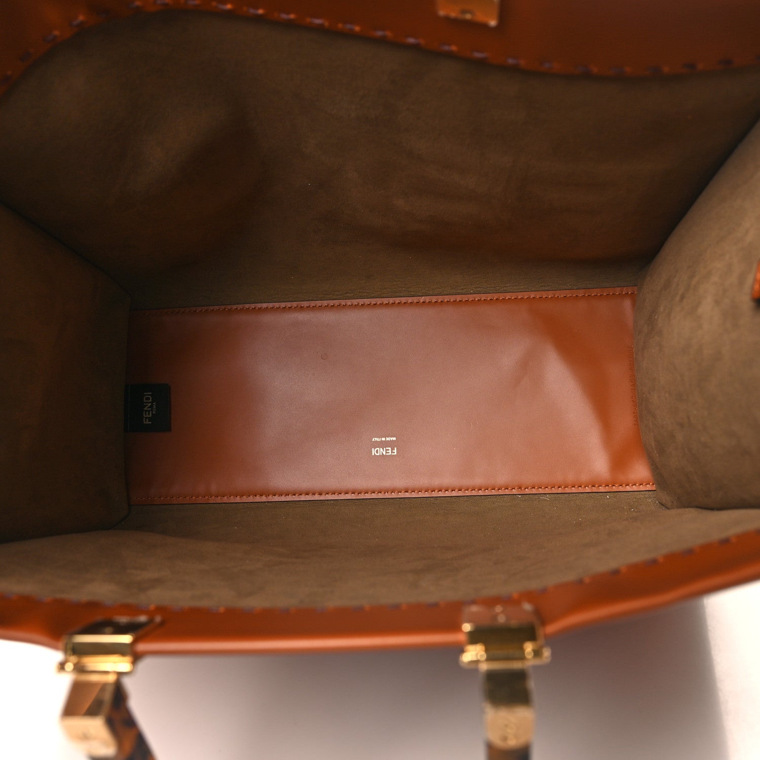 Fendi Vitello King Plexiglass Medium Fendi Sunshine Shopper Tote Cuoio 5 of 10