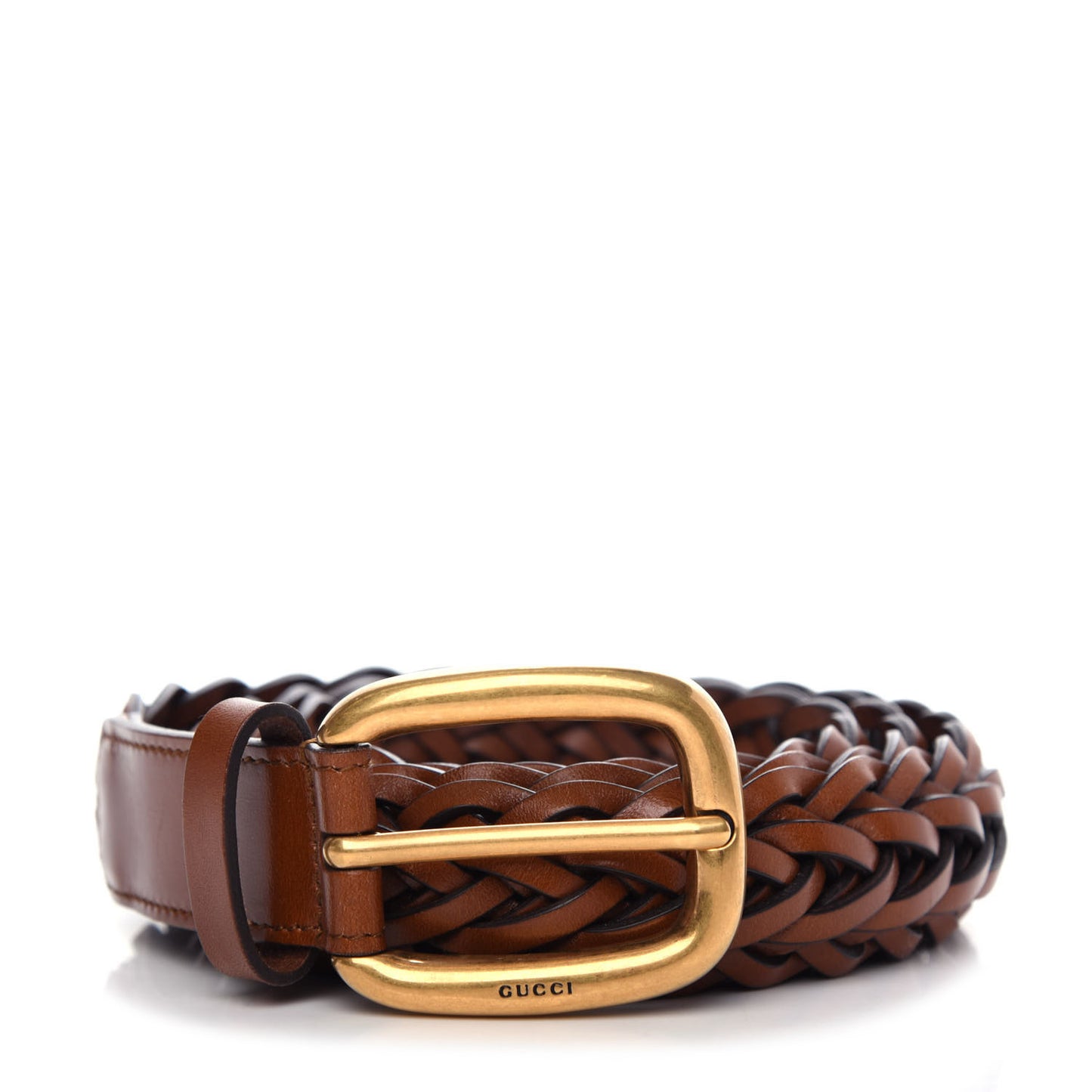 Calfskin Braided Belt 80 32 Brown