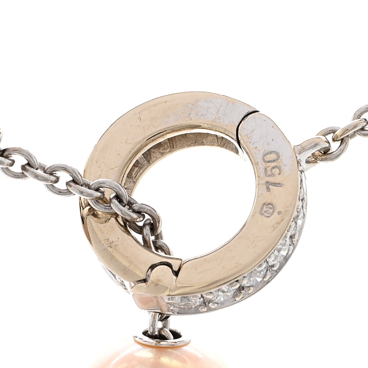 18K White Gold Diamond Akoya Cultured Pearl 8-8.5mm Pearls in Motion Lariat Necklace
