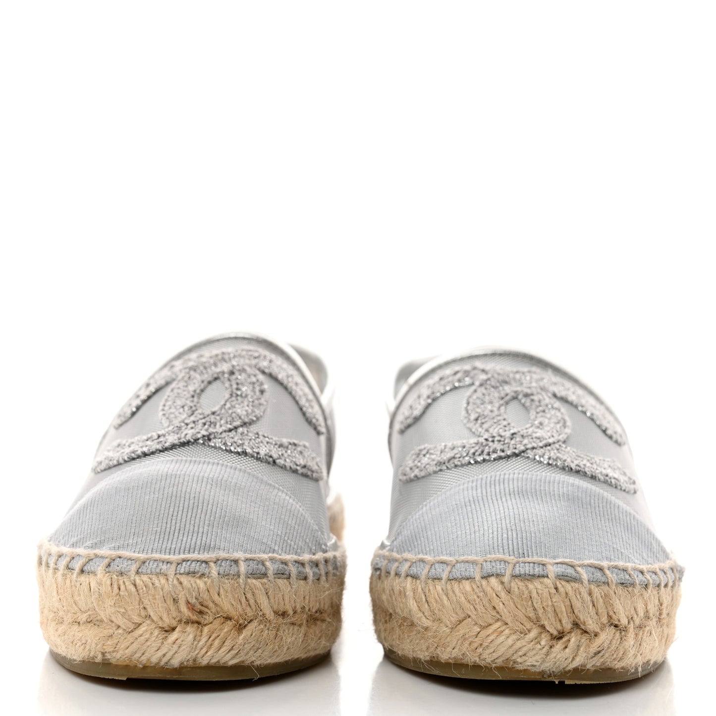 Mesh Grosgrain CC Espadrilles 35 Silver