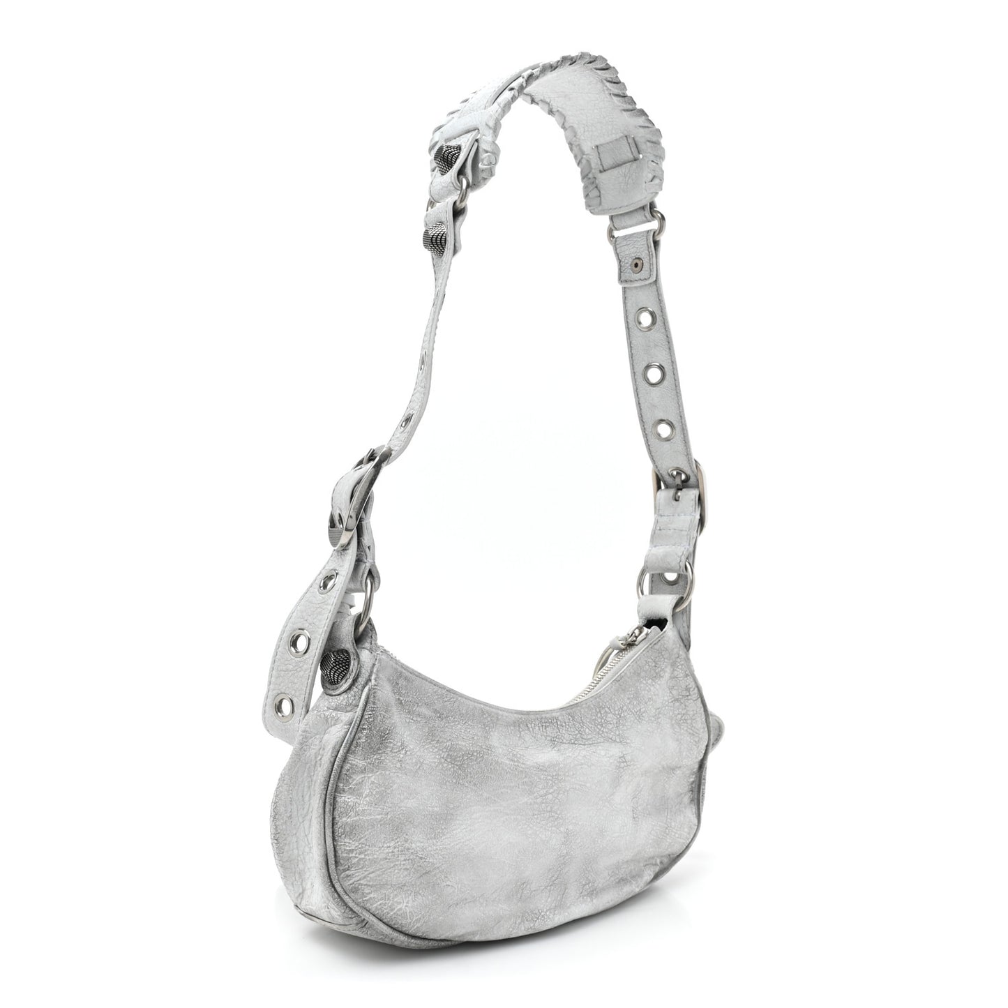 Agneau Arena Dirty Effect Le Cagole Shoulder Bag XS Optic White