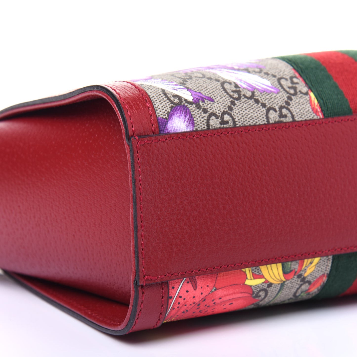 GG Supreme Monogram Flora Web Small Ophidia Tote Bag Red