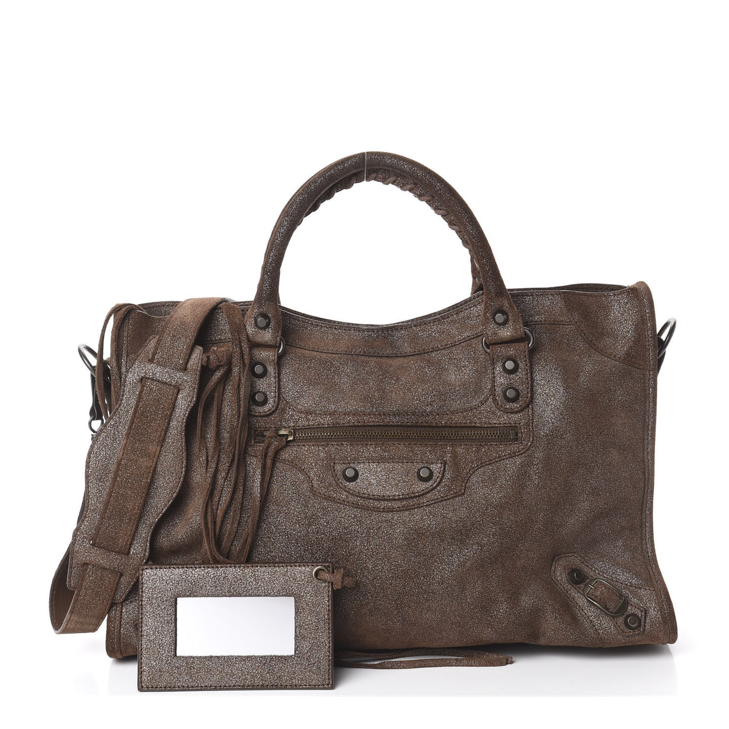 Metallic Craquele Calfskin Classic Hardware City Bronze
