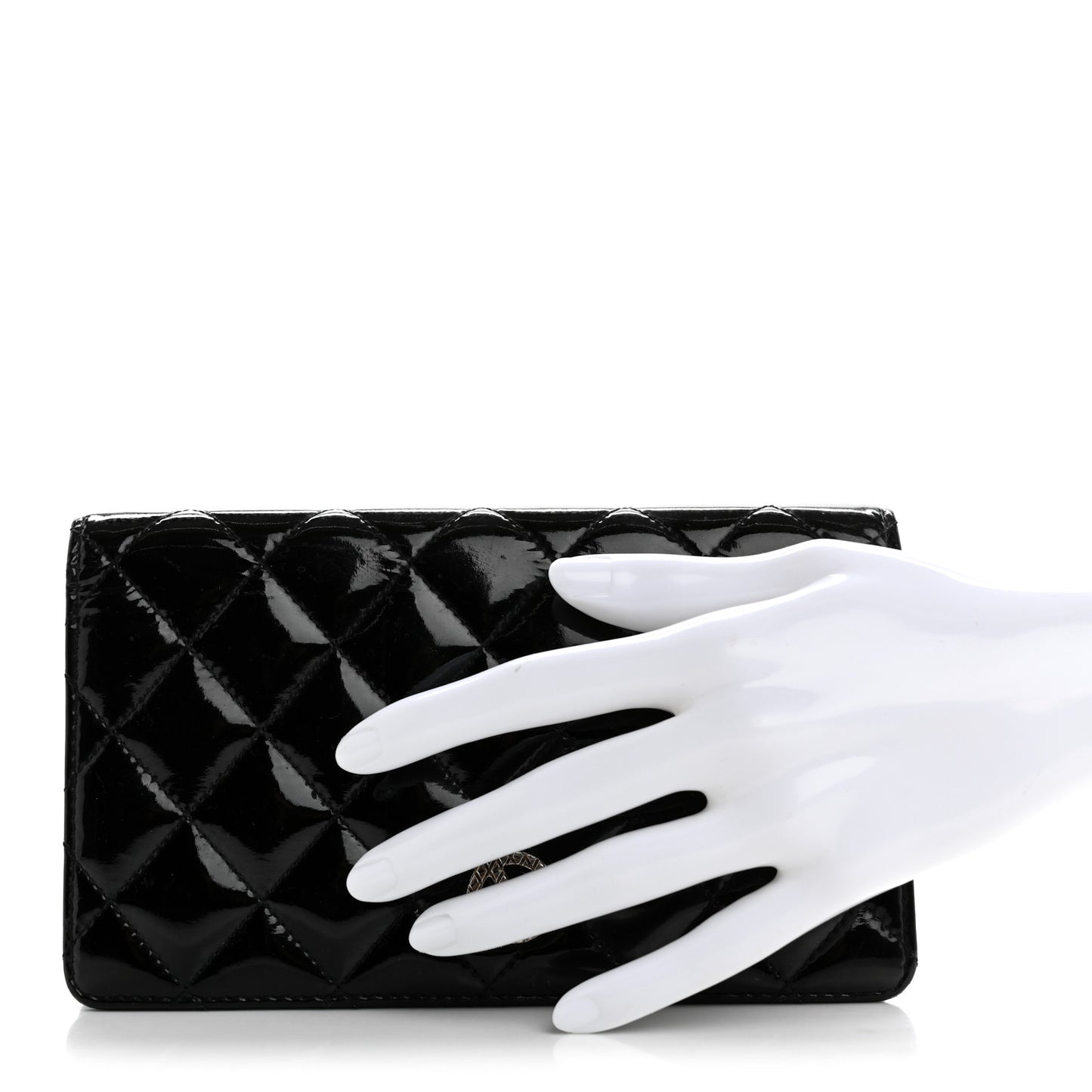 Patent Quilted Brilliant Yen Wallet Black