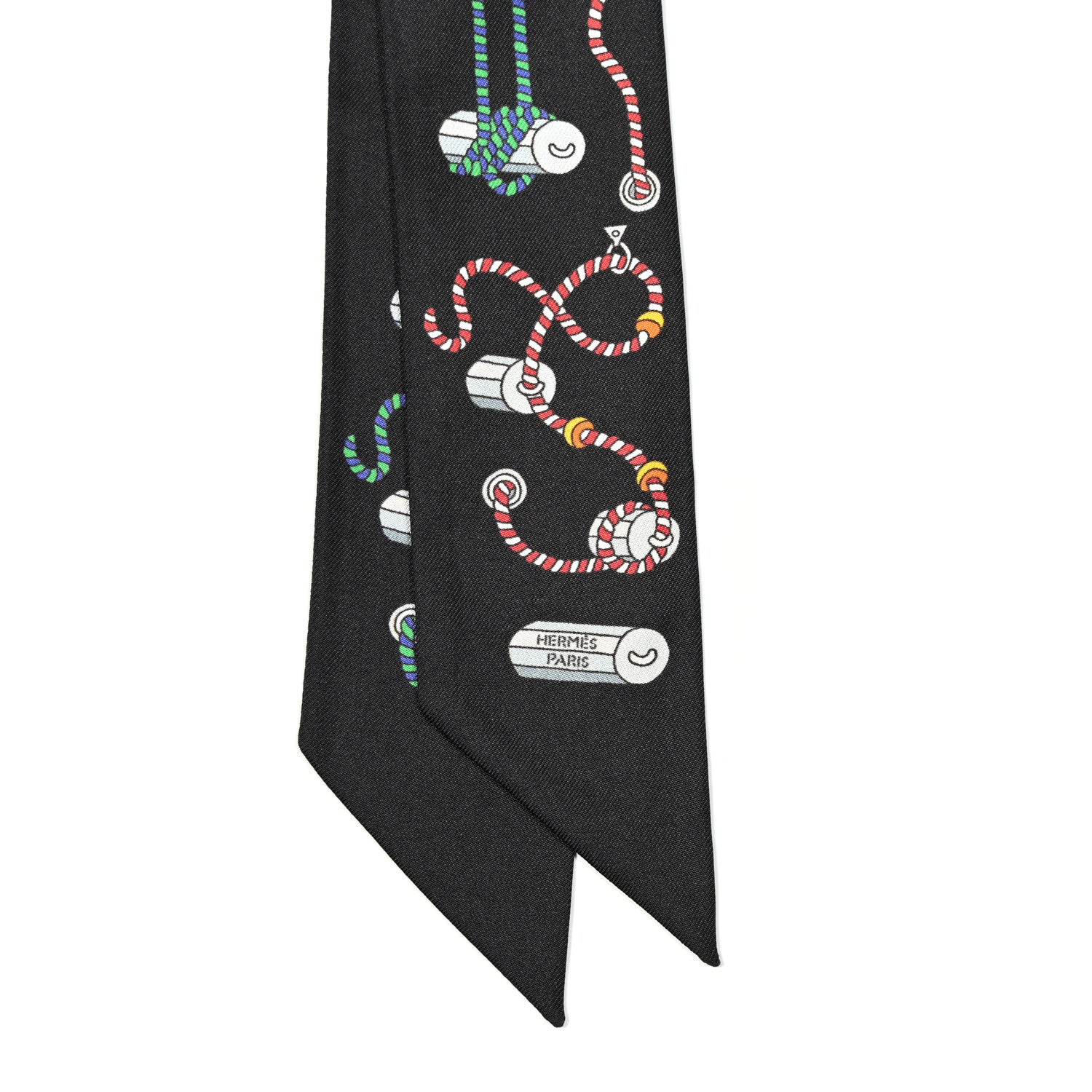 Hermes Silk Cordages Twilly Scarf Black 2 of 4