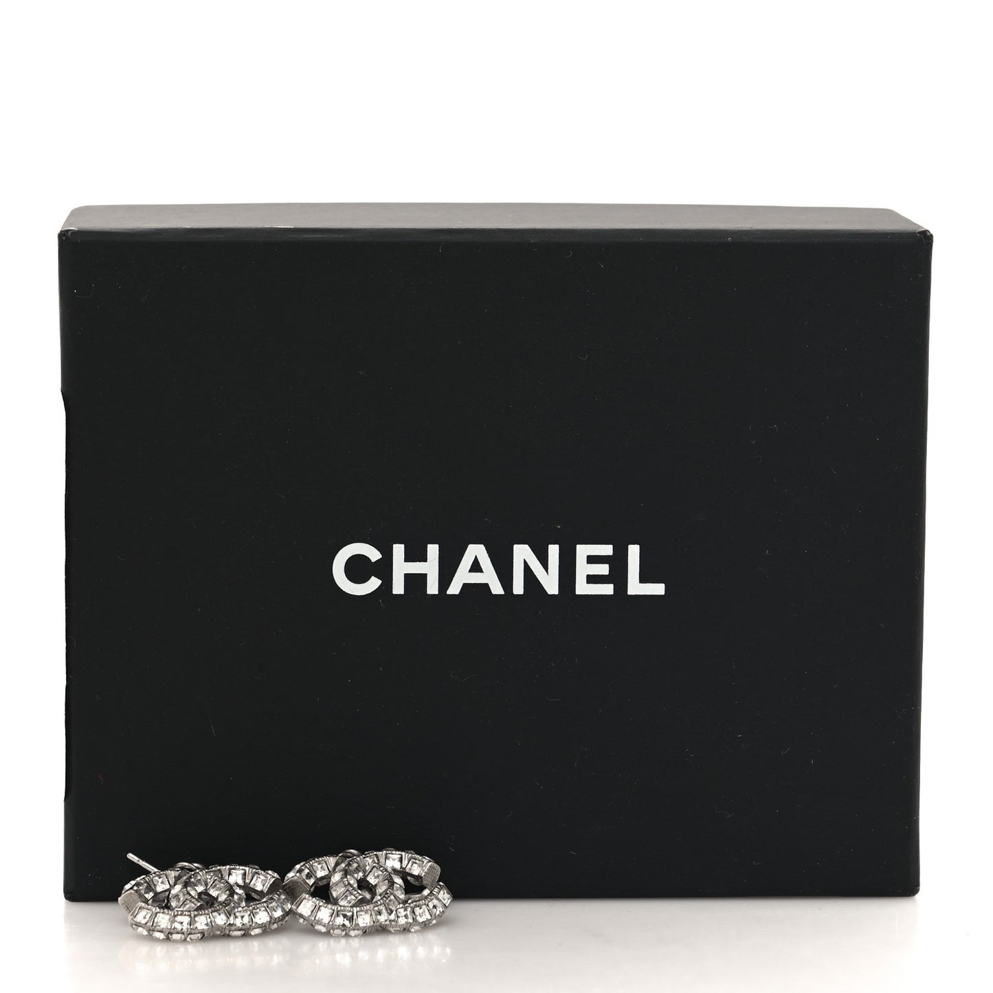 Crystal Baguette CC Drop Earrings Silver