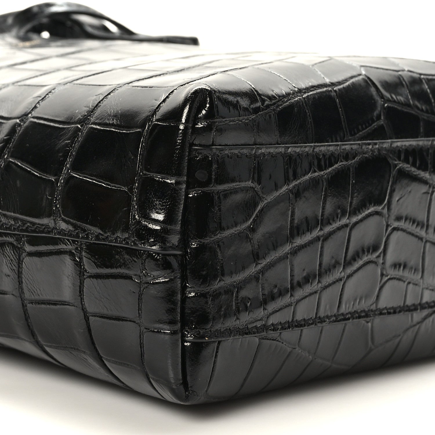 Saint Laurent Calfskin Crocodile Embossed Paris Mini Toy Shopper Tote Black 8 of 10
